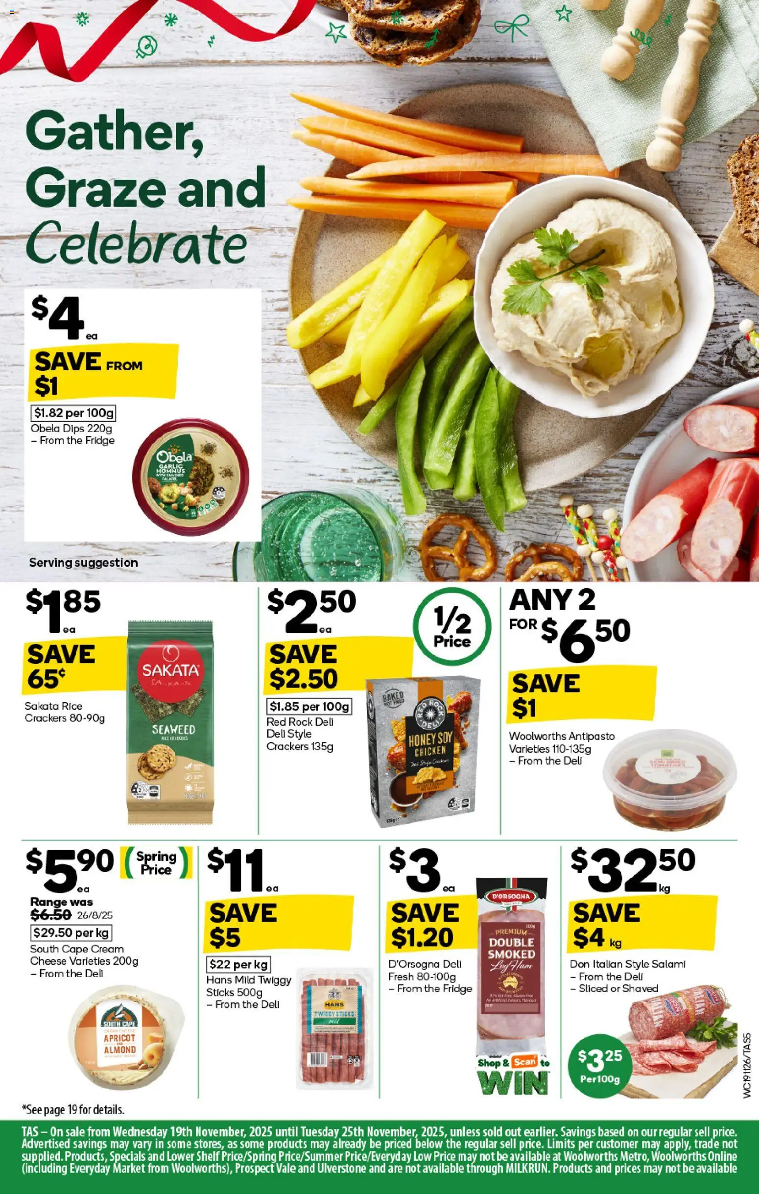 Woolworths catalogue - valid from 19.11.2025 | Page: 5 | Products: Crackers, Cheese, Salami, Rice