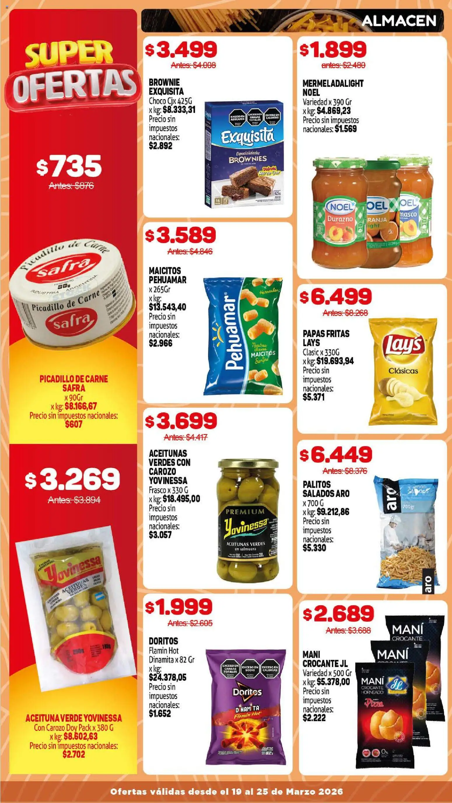 Makro ofertas │ válido desde el 19.03.2026 | Página: 6 | Productos: Durazno, Mani, Picadillo, Papas fritas