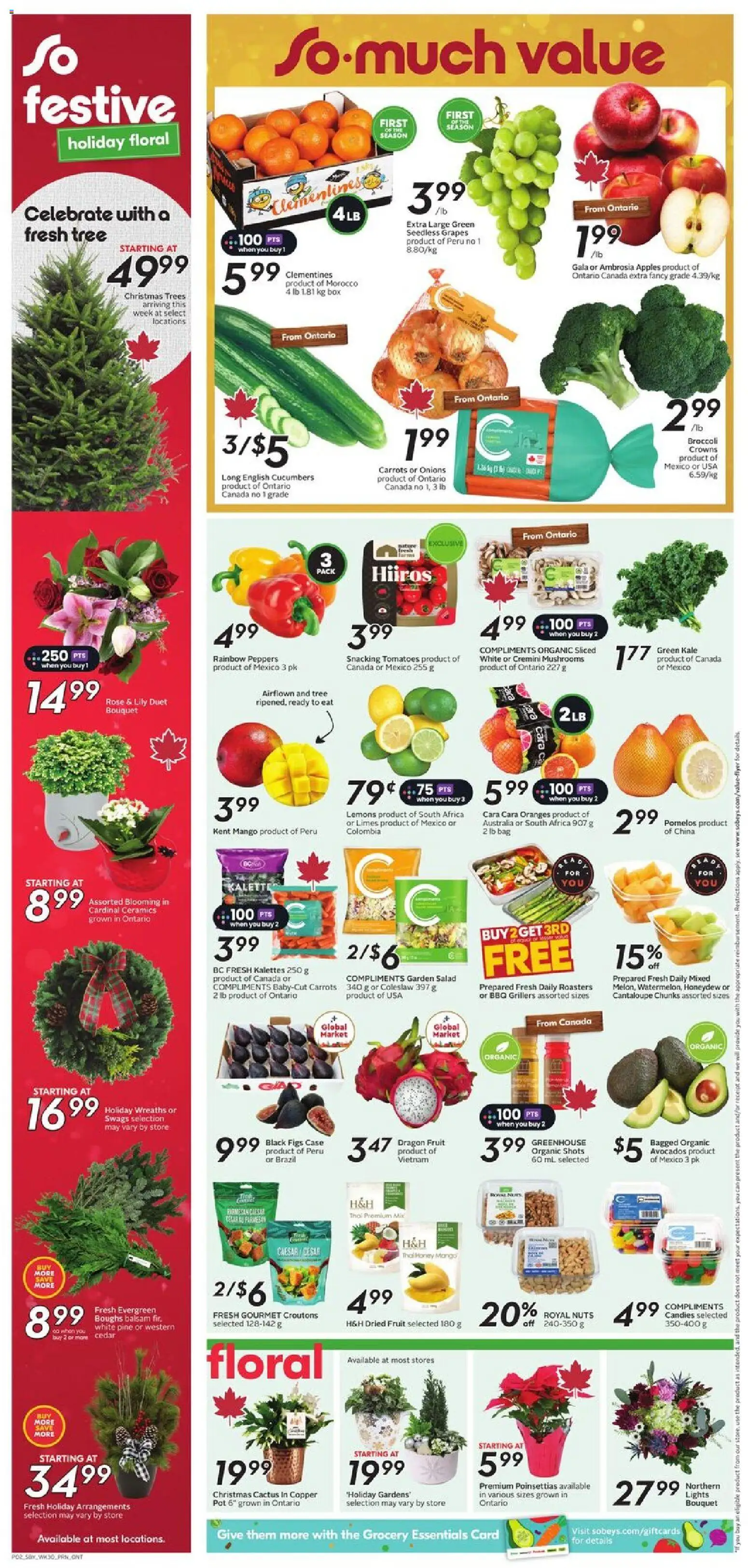 Sobeys flyer valid from 20.11.2025 | Page: 5 | Products: Nuts, Case, Bag, Tomatoes