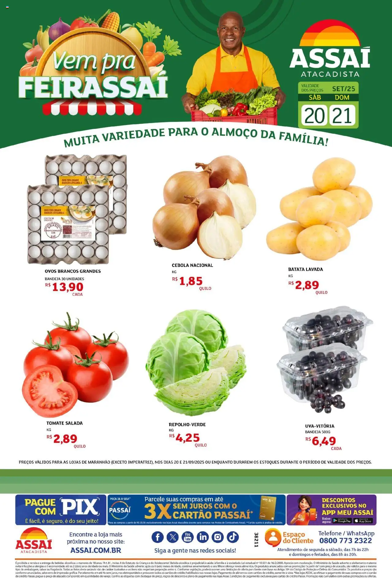Assaí Atacadista Folheto - válido de 20.09.2025 | Página: 1 | Produtos: Cebola, Pneus, Bebida, Bandeja
