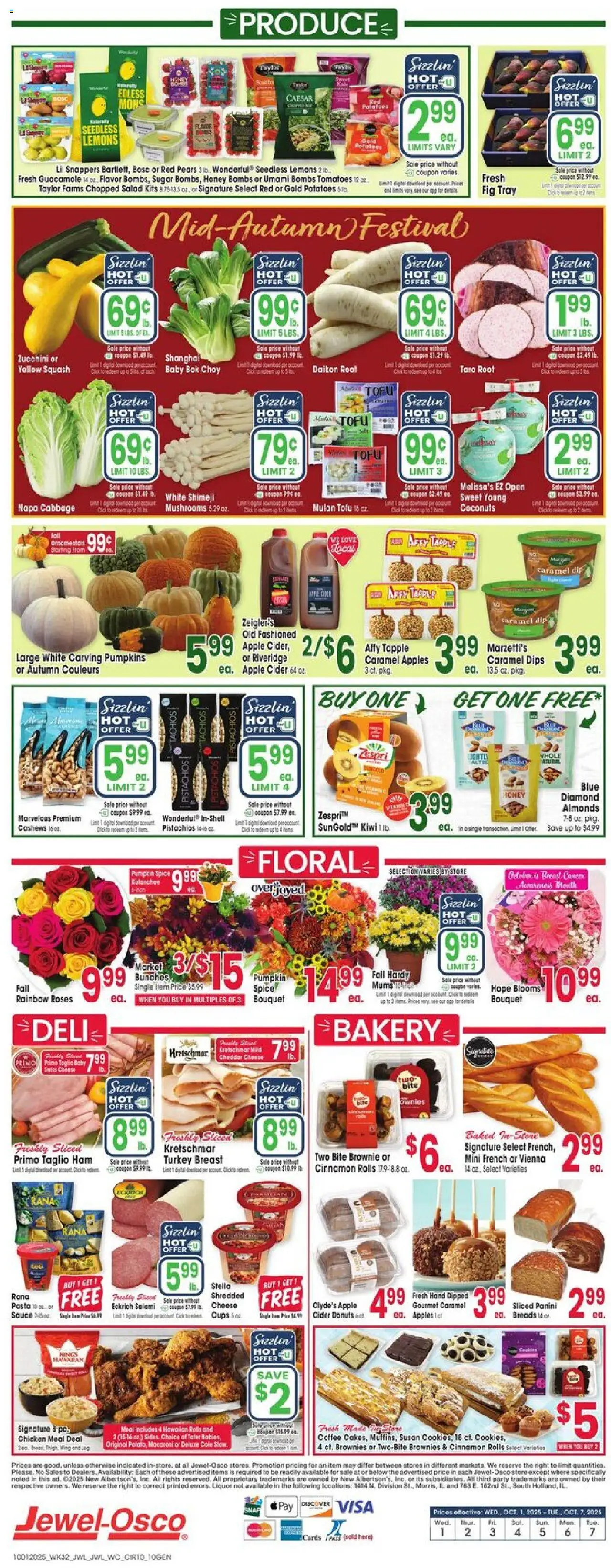 Jewel Osco Weekly Ad - valid from 01.10.2025 | Page: 10 | Products: Cider, Squash, Salad, Napa cabbage