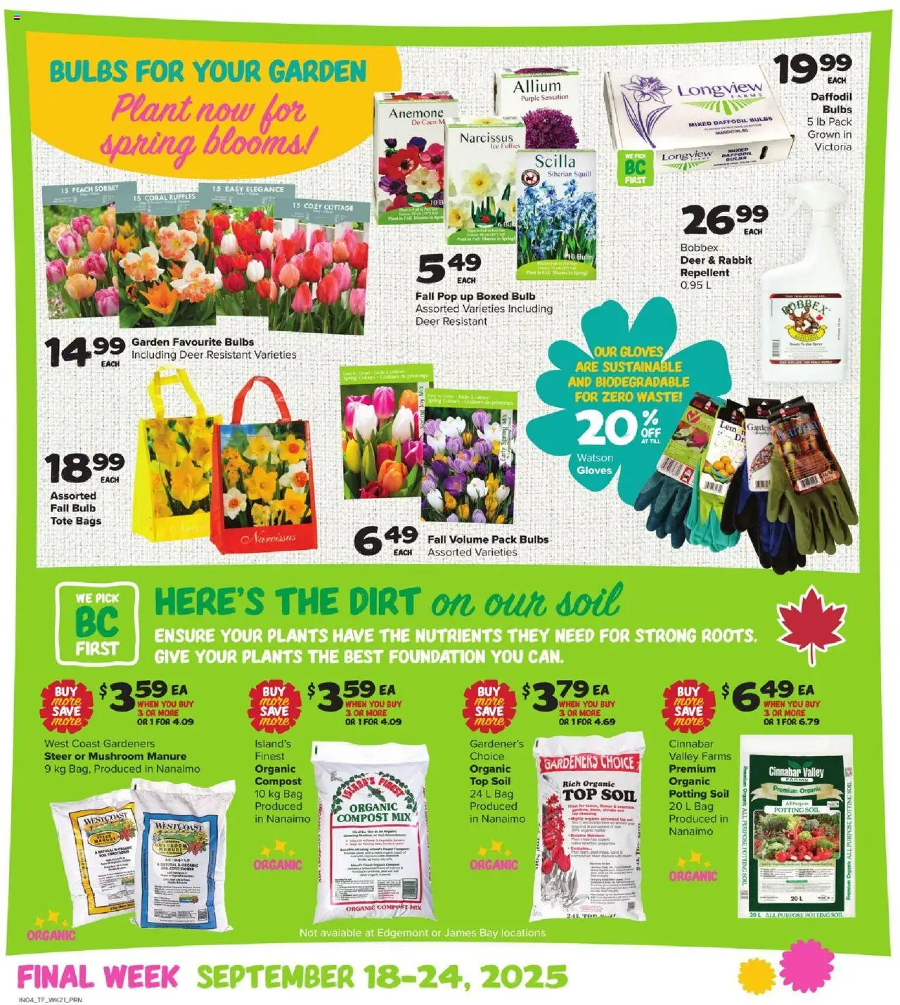 Thrifty Foods flyer valid from 18.09.2025 | Page: 18 | Products: Gloves, Bag