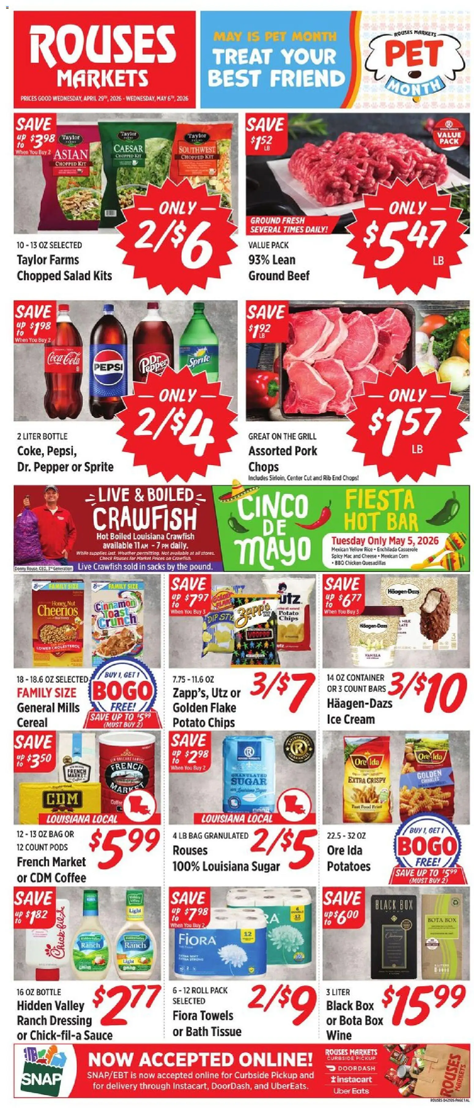 Rouses Weekly Ad - AL - valid from 29.04.2026 | Page: 1 | Products: Bath, Pork, Pepper, Bag