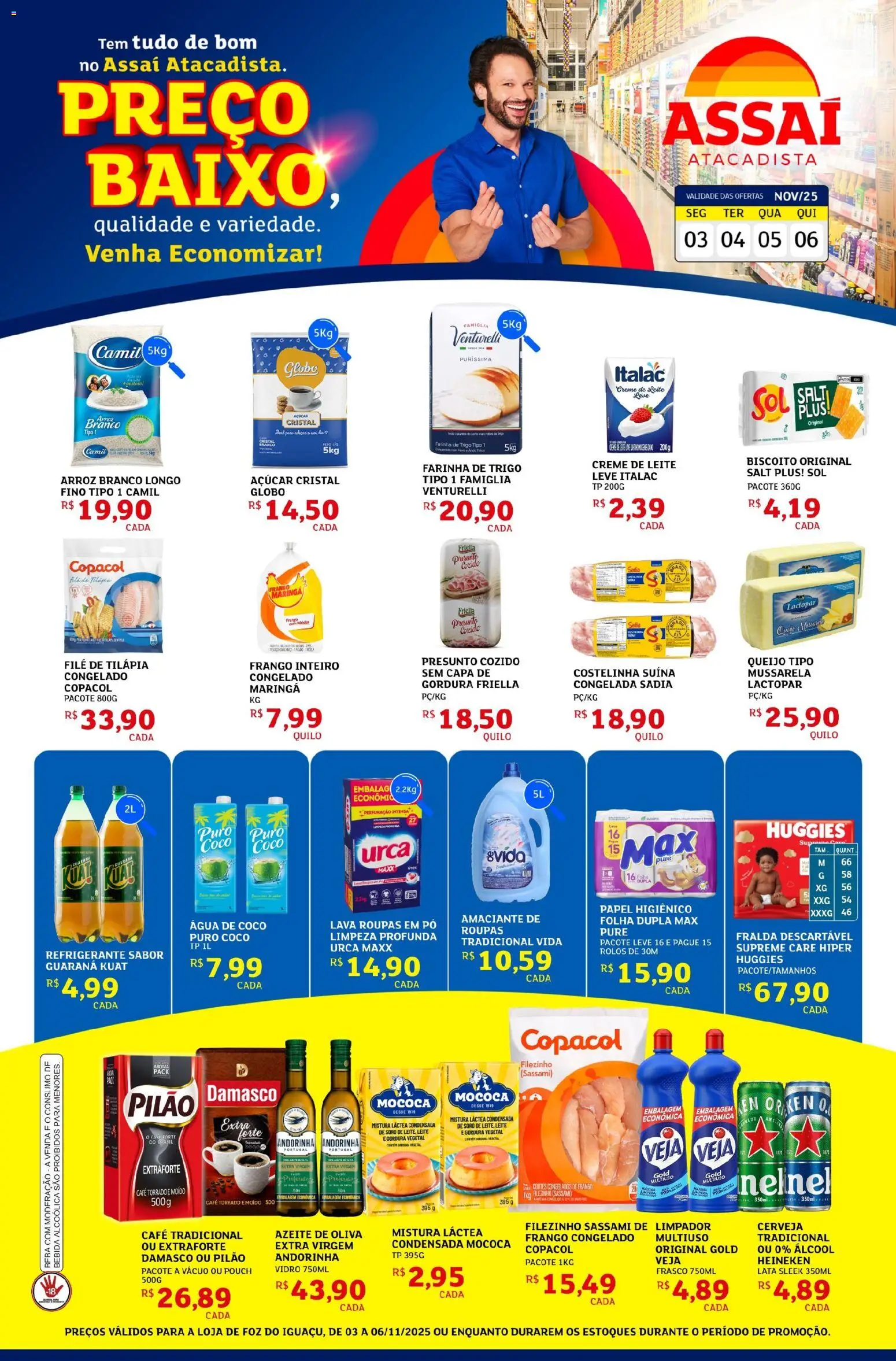 Assaí Atacadista Folheto - válido de 03.11.2025 | Página: 1 | Produtos: Pó, Cerveja, Frango, Amaciante