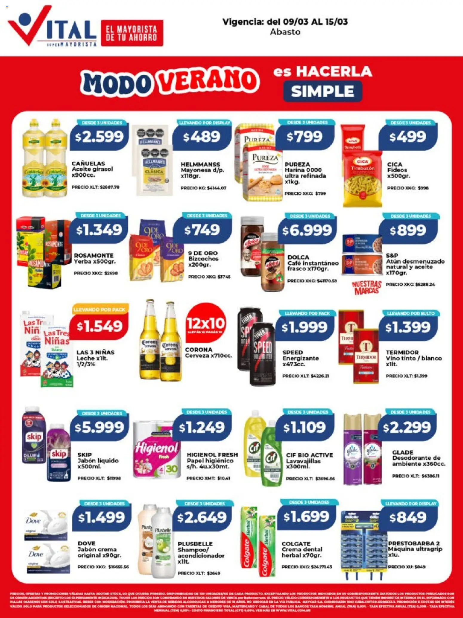 Vital - Ofertas fin - Abasto │ válido desde el 09.03.2026 | Página: 1 | Productos: Papel higiénico, Frasco, Cerveza, Crema
