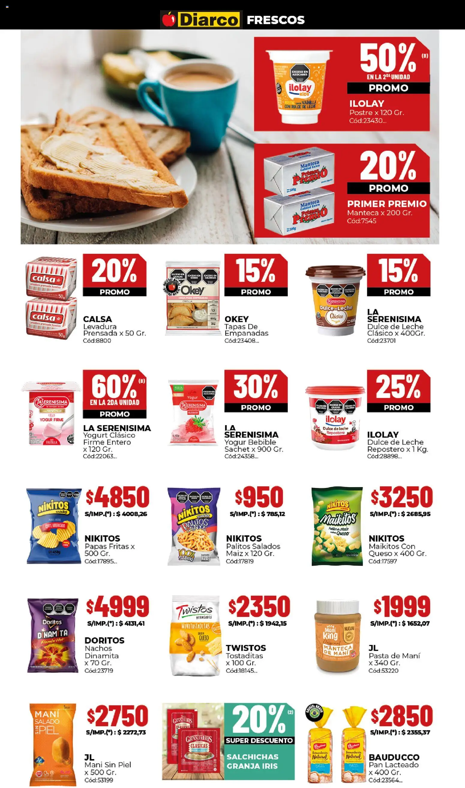 Diarco ofertas │ válido desde el 05.01.2026 | Página: 10 | Productos: Leche, Manteca, Queso, Pasta