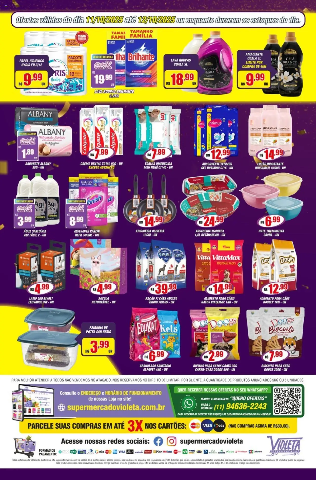 Violeta Supermercados Folheto - válido de 11.10.2025 | Página: 8 | Produtos: Roupas, Creme, Papel higiênico, Toalha umedecida