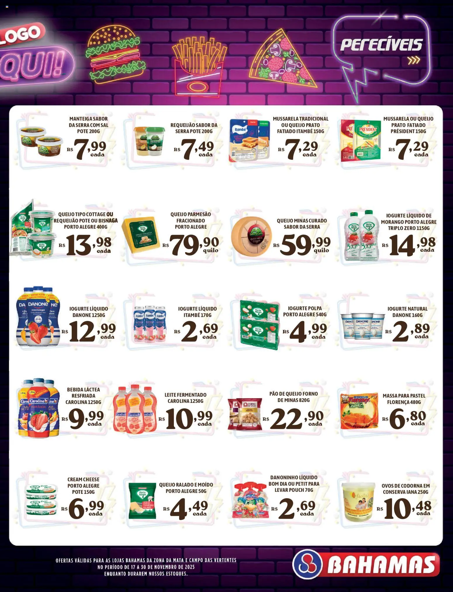 Bahamas Supermercados Folheto - válido de 17.11.2025 | Página: 7 | Produtos: Queijo, Pão, Massa, Queijo tipo cottage
