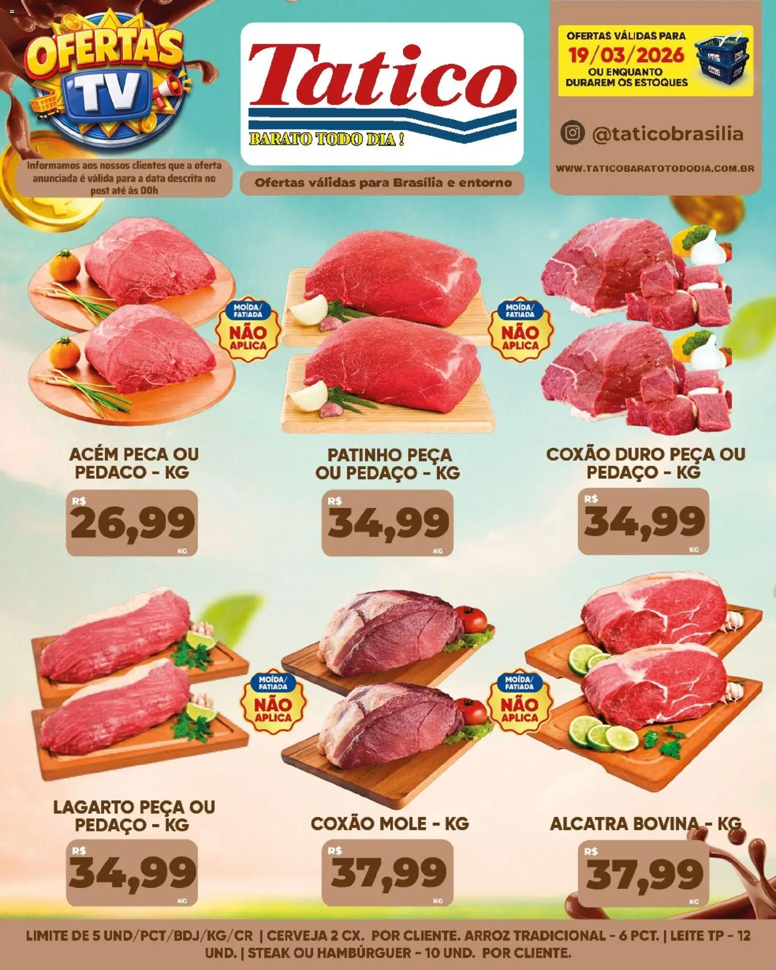 Tatico ofertas do Dia Folheto - válido de 19.03.2026 | Página: 9 | Produtos: Acém, Alcatra, Cerveja, Hambúrguer