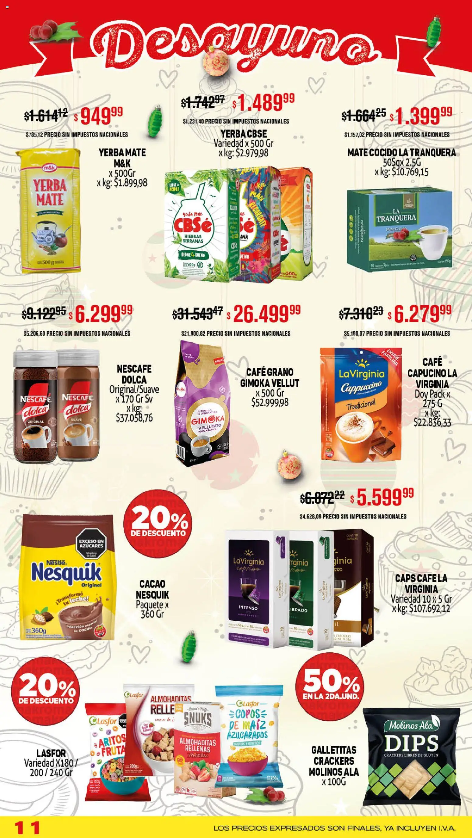 Makro ofertas │ válido desde el 11.12.2025 | Página: 11 | Productos: Copos, Yerba, Café, Cacao