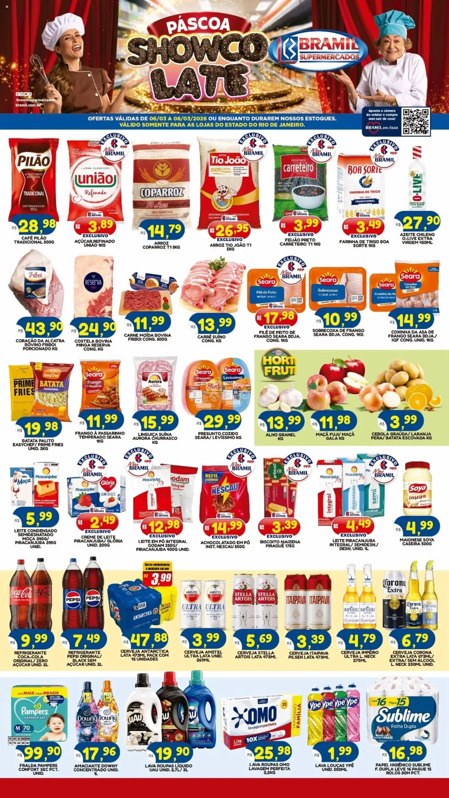 Bramil Supermercados Folheto - válido de 06.03.2026 | Página: 1 | Produtos: Fralda pampers, Celular, Sal, Leite condensado