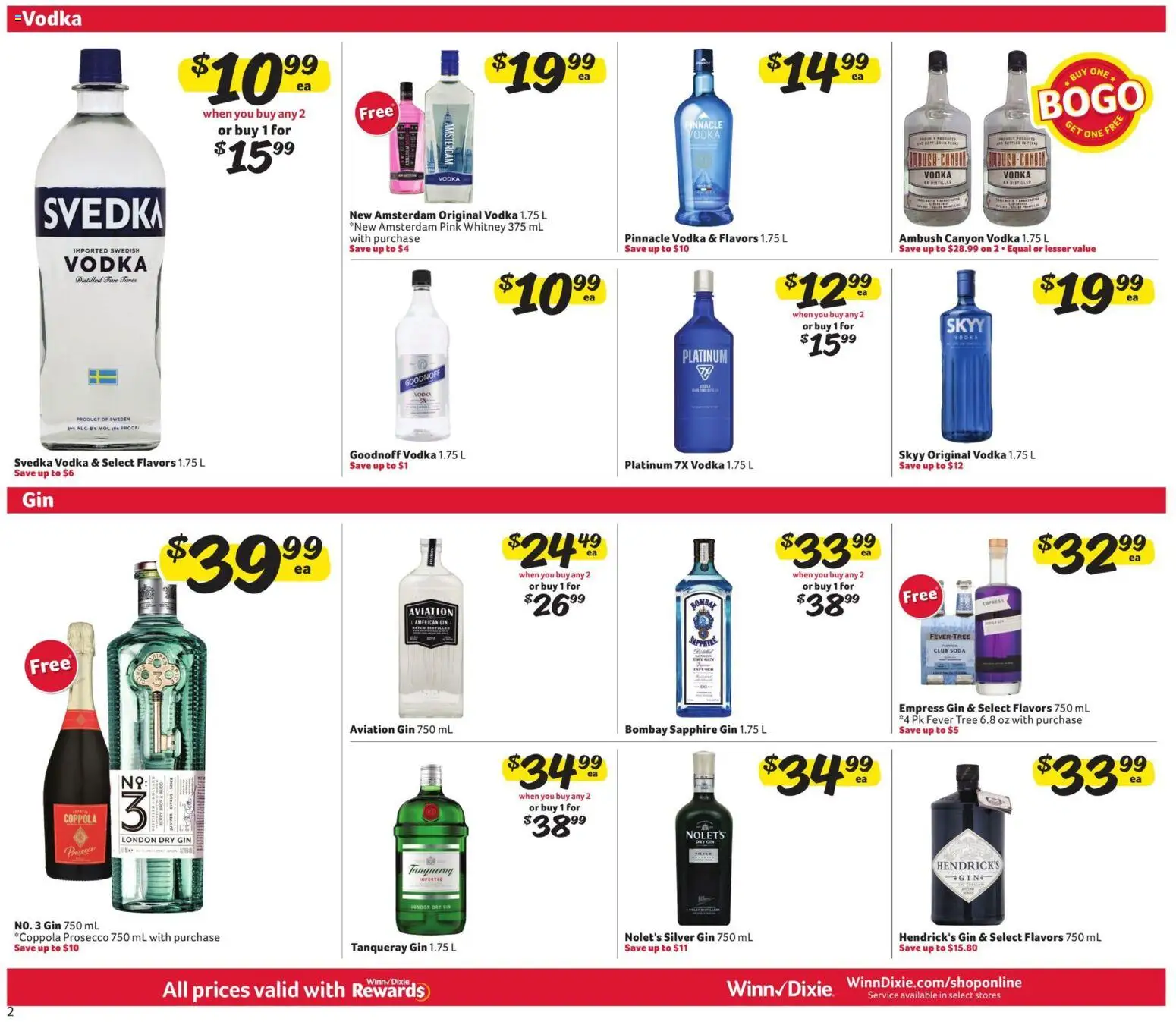 Winn Dixie Alcohol Flyer - valid from 01.12.2025 | Page: 2 | Products: Gin, Vodka