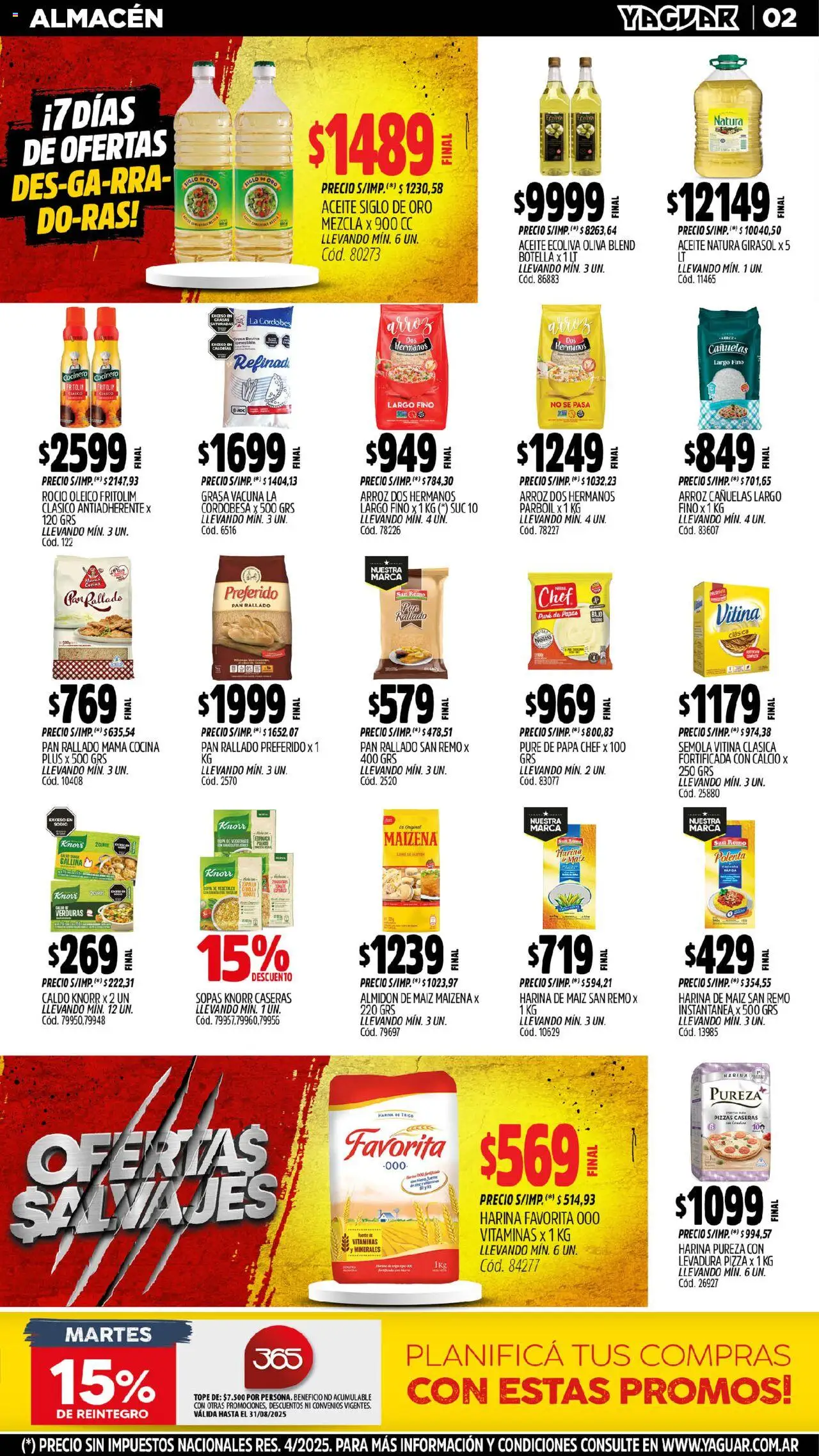 Yaguar - Santa Fe │ válido desde el 11.08.2025 | Página: 2 | Productos: Harina, Maiz, Sopa, Pan