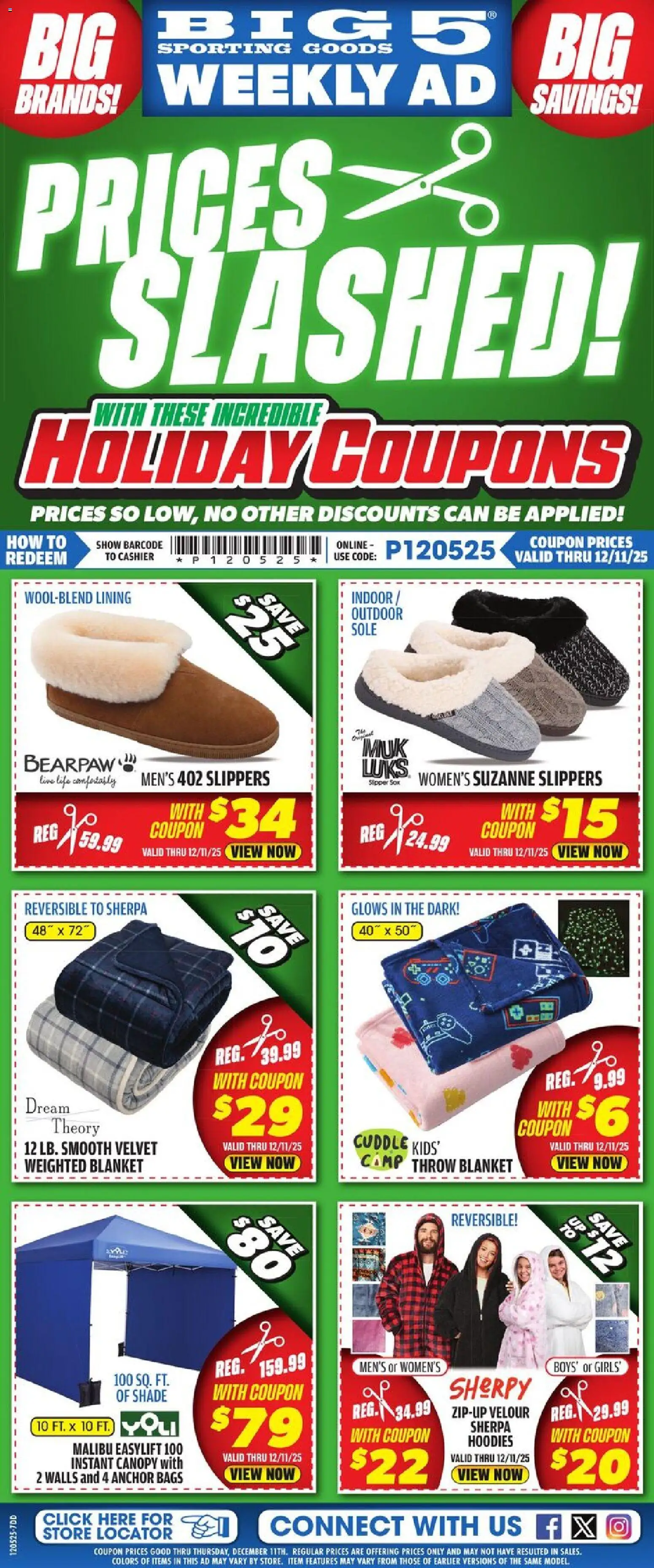 Big 5 Sporting Goods Weekly Ad - valid from 05.12.2025 | Page: 1 | Products: Blanket, Anchor, Slippers