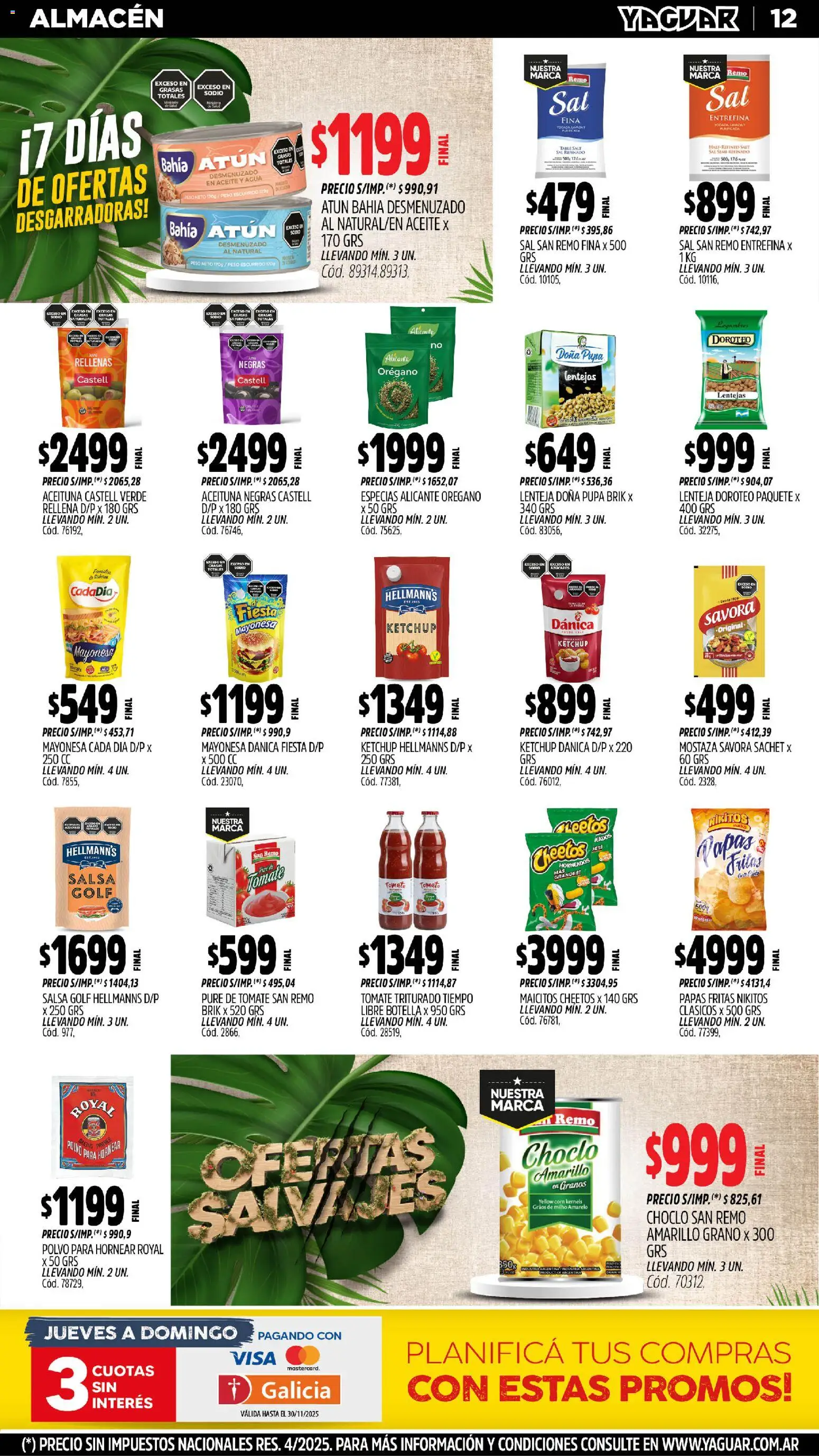 Yaguar - General Roca │ válido desde el 10.11.2025 | Página: 13 | Productos: Peso, Lentejas, Atún, Tomate