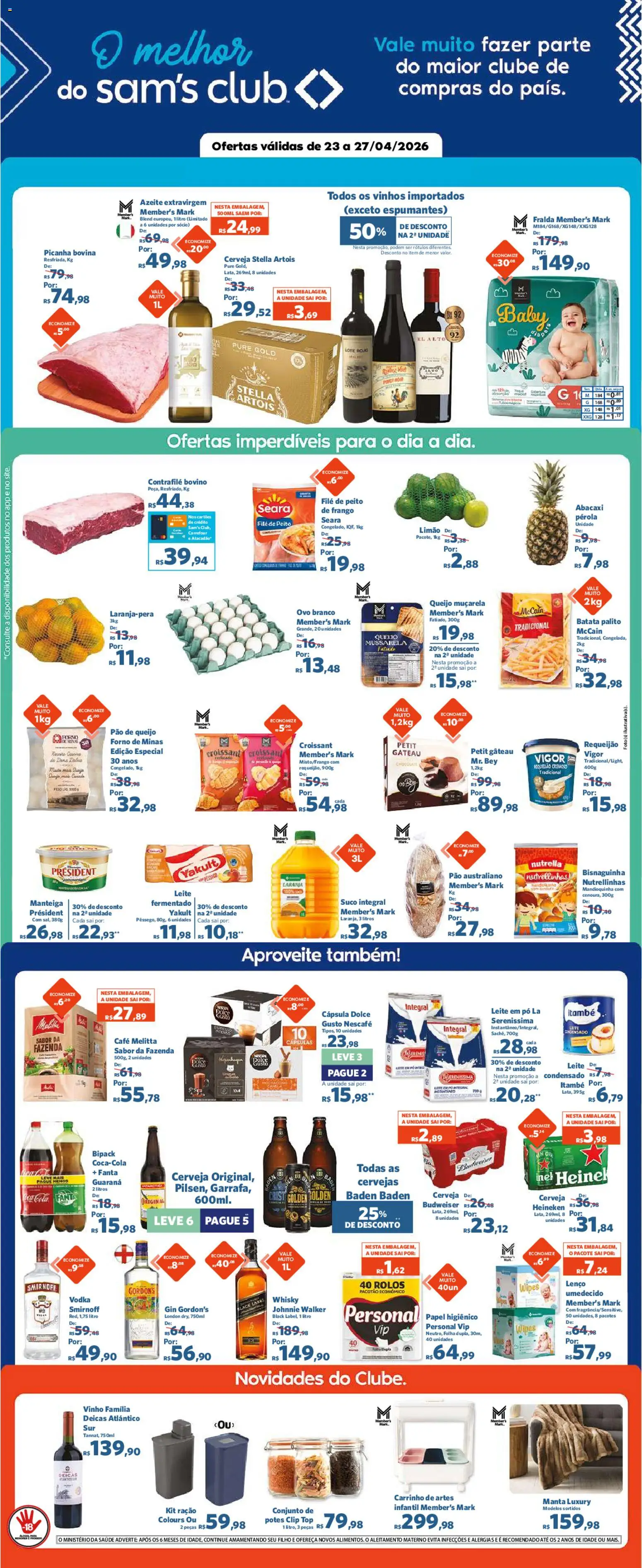 Sam's Club Folheto - válido de 23.04.2026 | Página: 1 | Produtos: Fanta, Vodka, Requeijão, Peito de frango