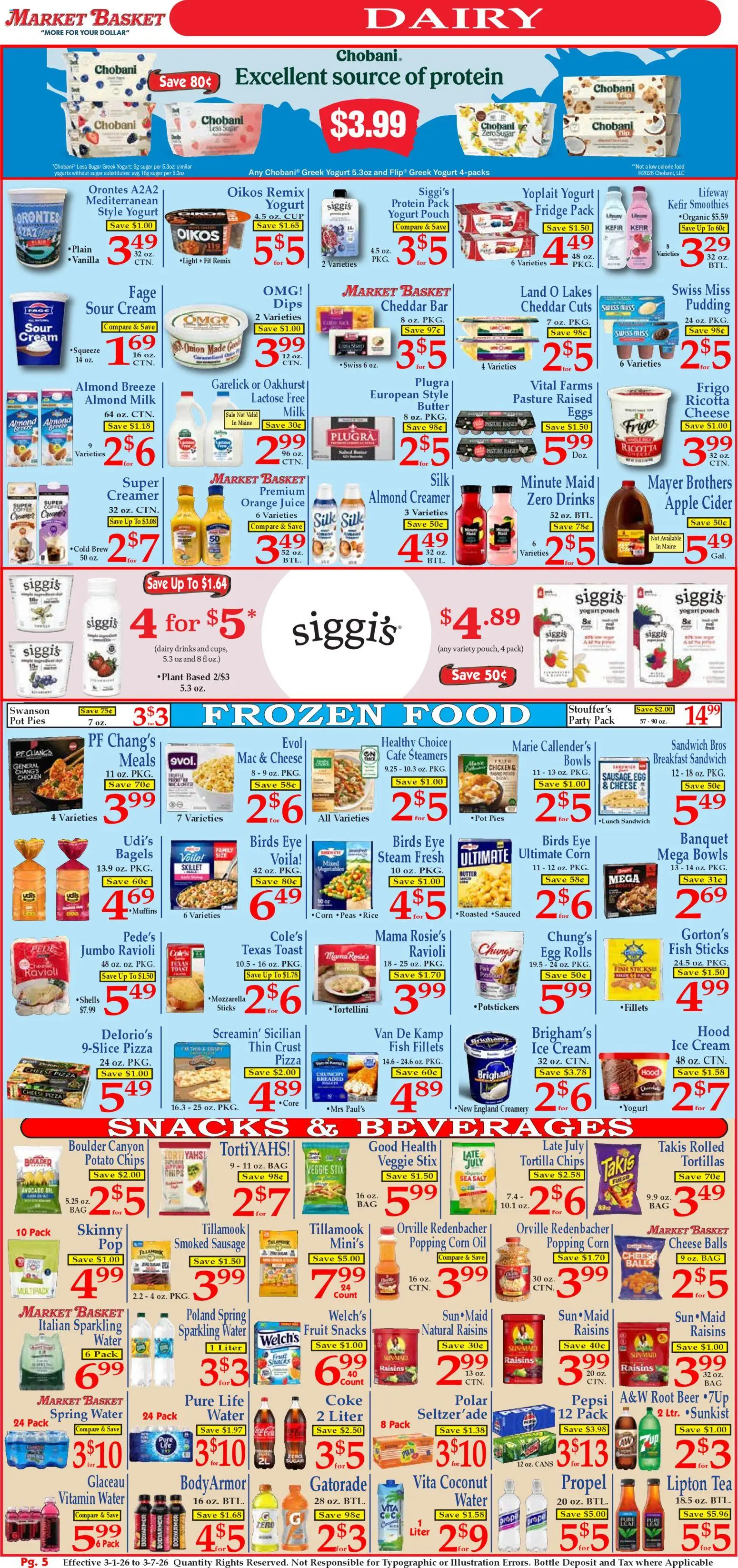 Market Basket Ad - valid from 01.03.2026 | Page: 5 | Products: Butter, Juice, Avocado, Onion