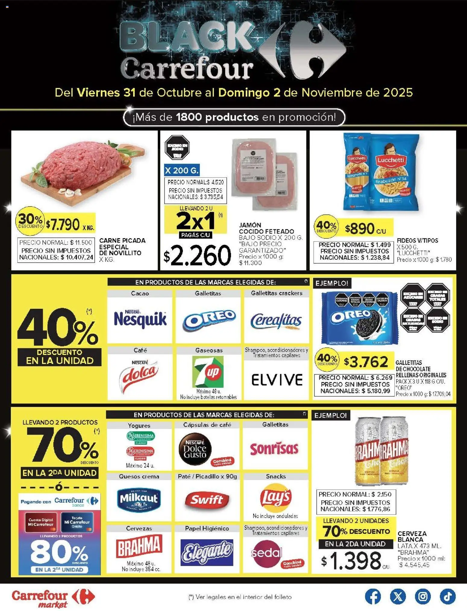 Carrefour - Ofertas - Chubut │ válido desde el 31.10.2025 | Página: 20 | Productos: Galletitas, Jamón cocido, Chocolate, Crema