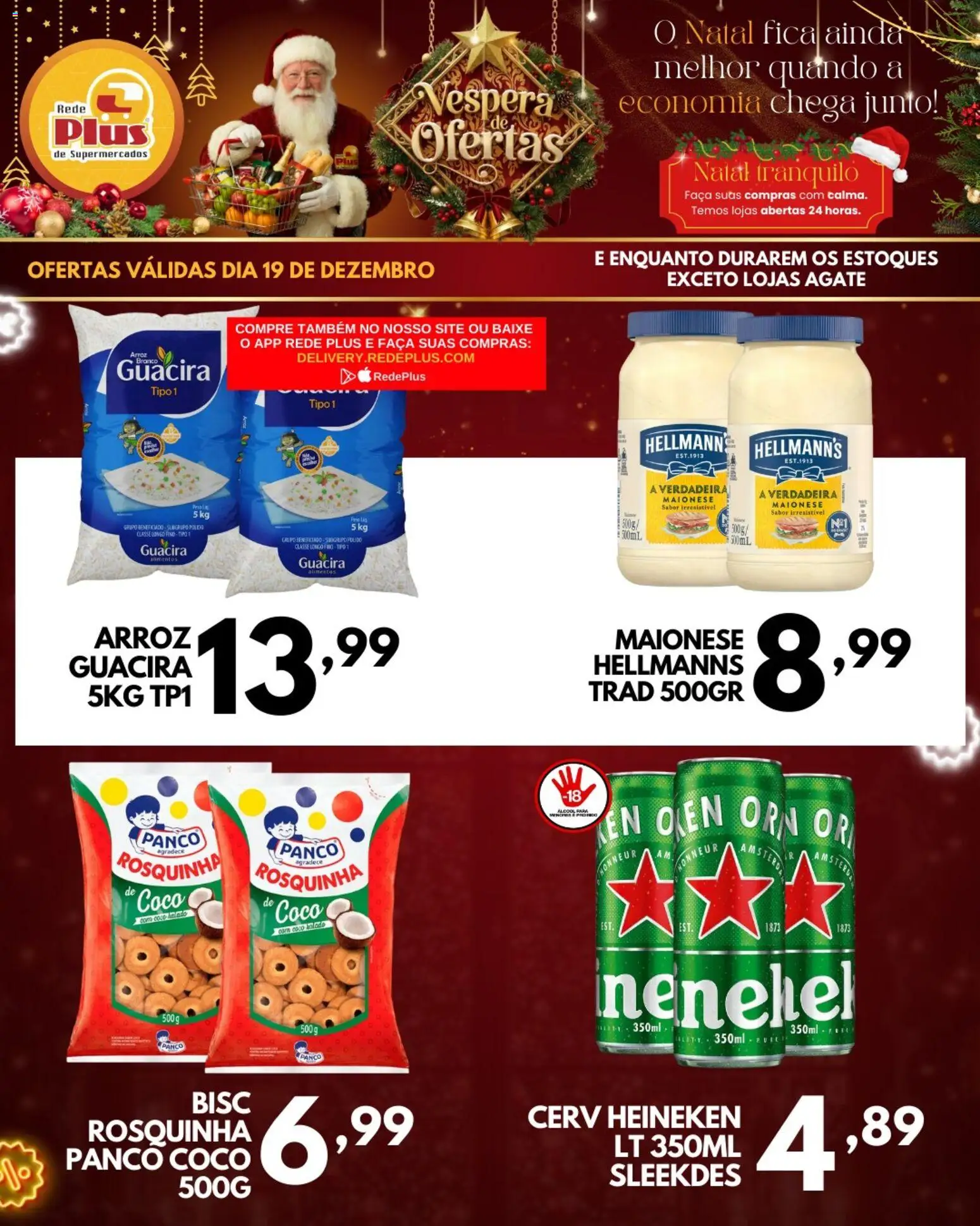 Rede Plus Supermercados Folheto - válido de 19.12.2025 | Página: 4 | Produtos: Faca, Arroz, Heineken, Maionese