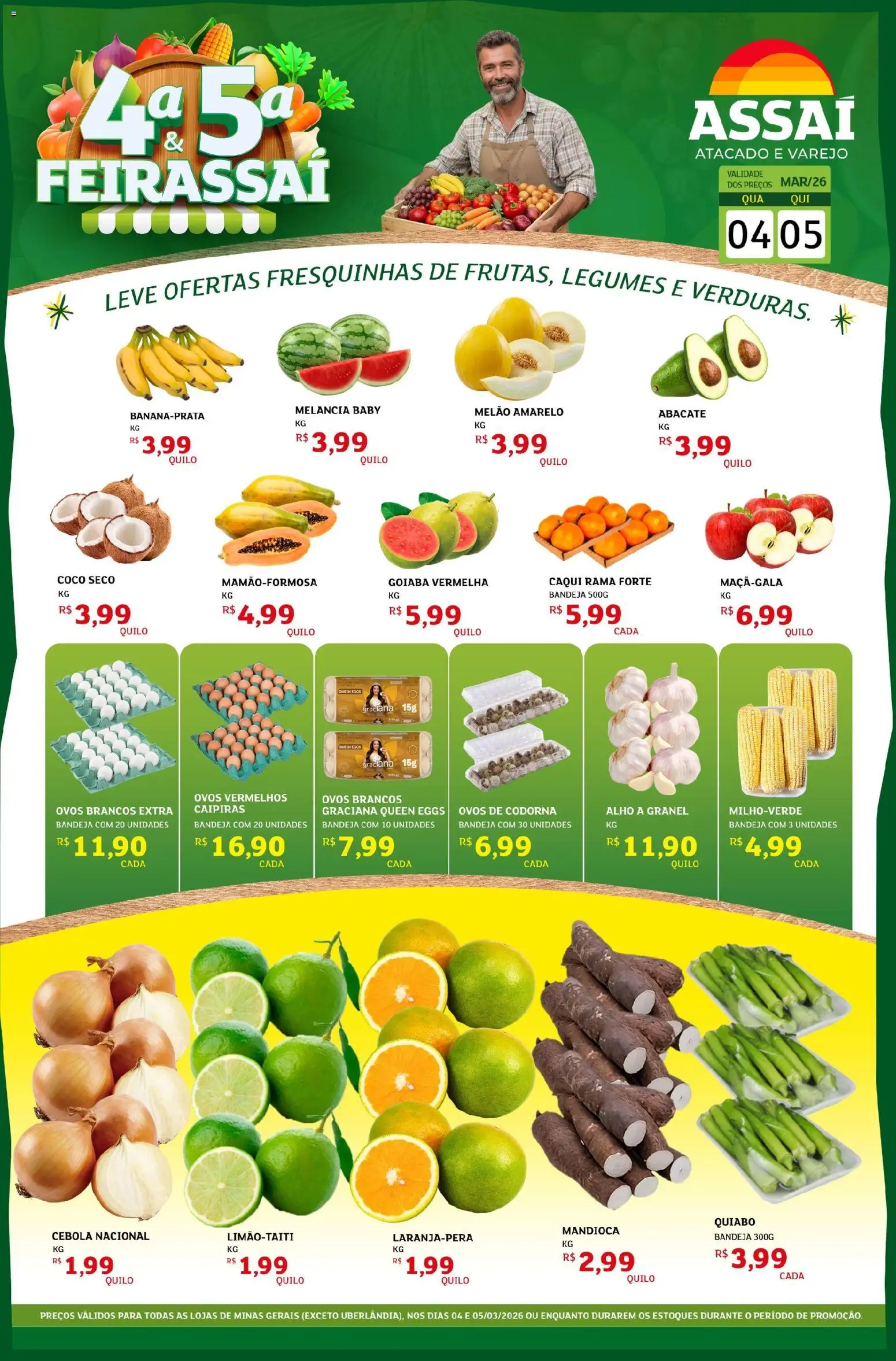 Assaí Atacadista Folheto - válido de 04.03.2026 | Página: 1 | Produtos: Caqui, Coco, Alho, Ovos de codorna