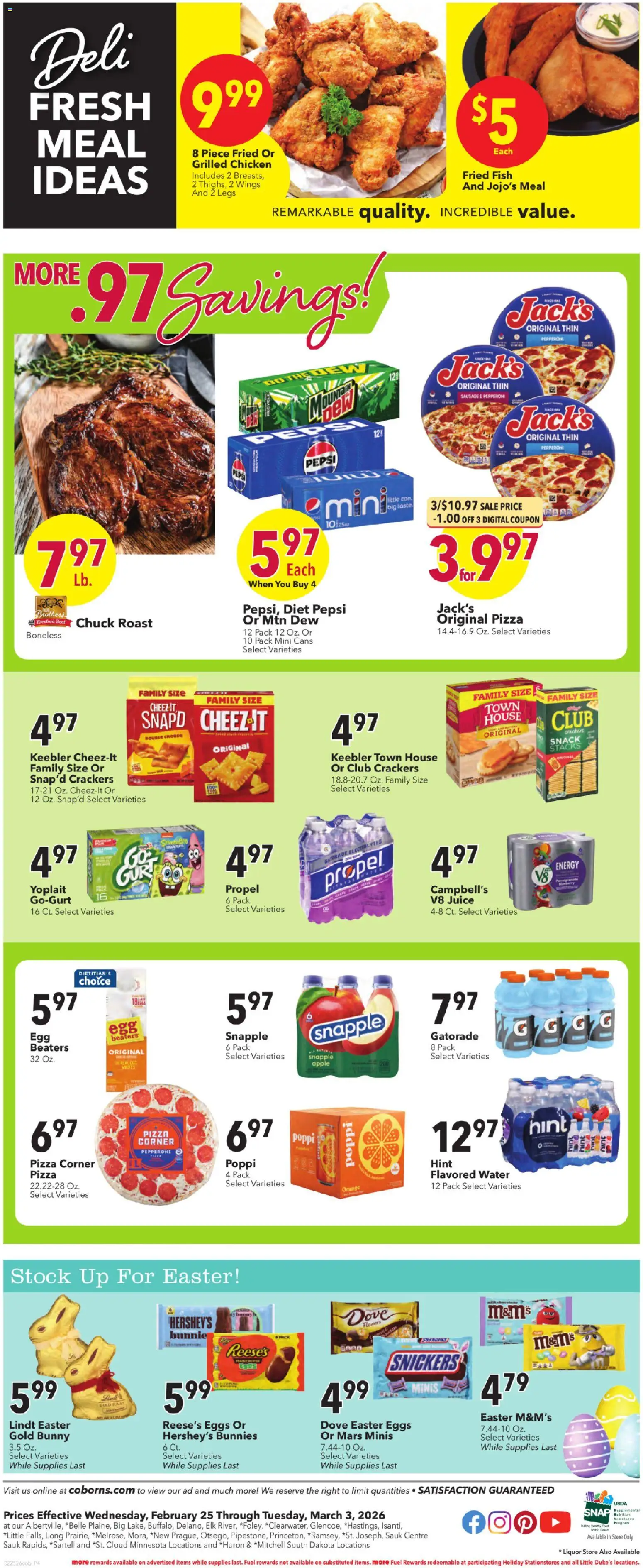 Coborn's Weekly Ad - valid from 25.02.2026 | Page: 4 | Products: Eggs, Fish, Water, Sausage