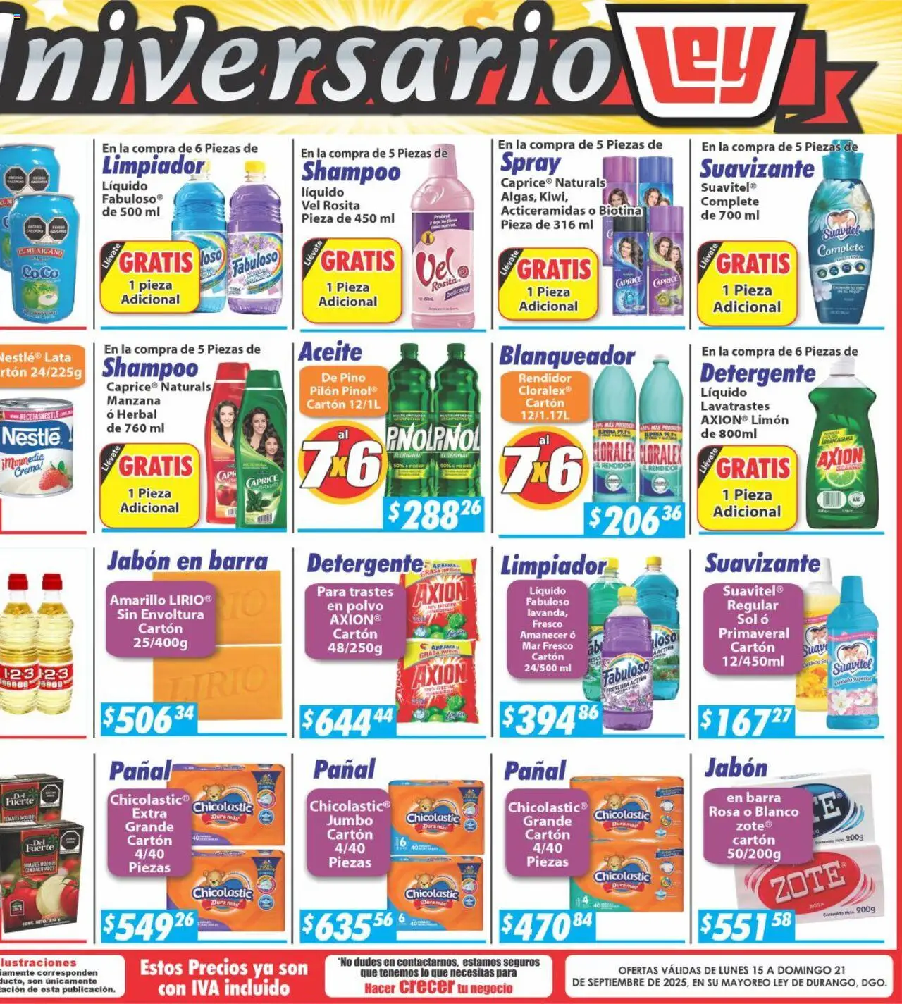 Nuevas ofertas de Casa Ley válidas en toda la República Mexicana desde el 15.09.2025. ¡Encuentra las mejores ofertas en Casa Ley - Folleto Mayoreo! | Página: 6 | Productos: Crema, Manzana, Aceite, Barra