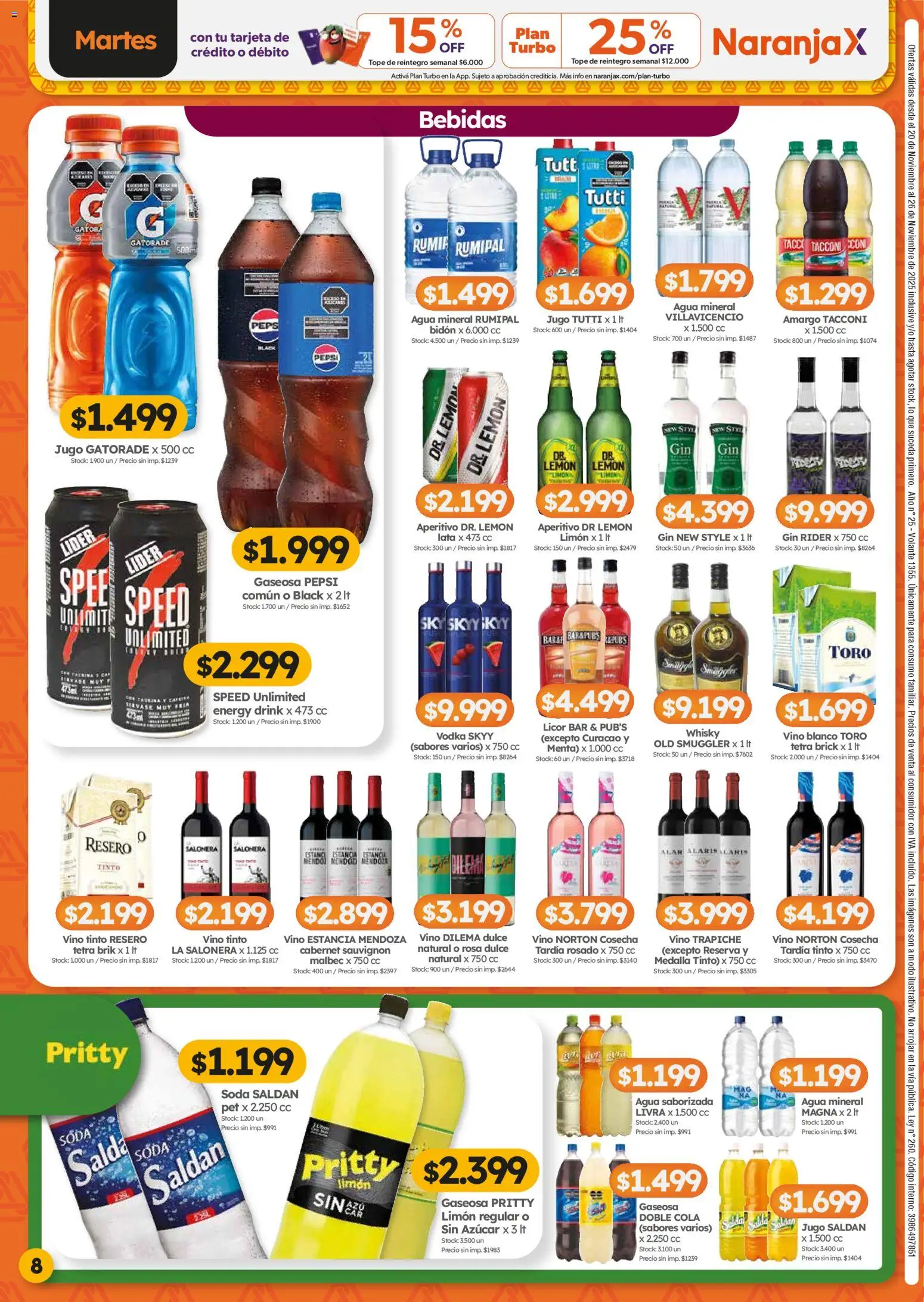 Cordiez ofertas │ válido desde el 20.11.2025 | Página: 8 | Productos: Azucar, Agua, Vino, Agua saborizada