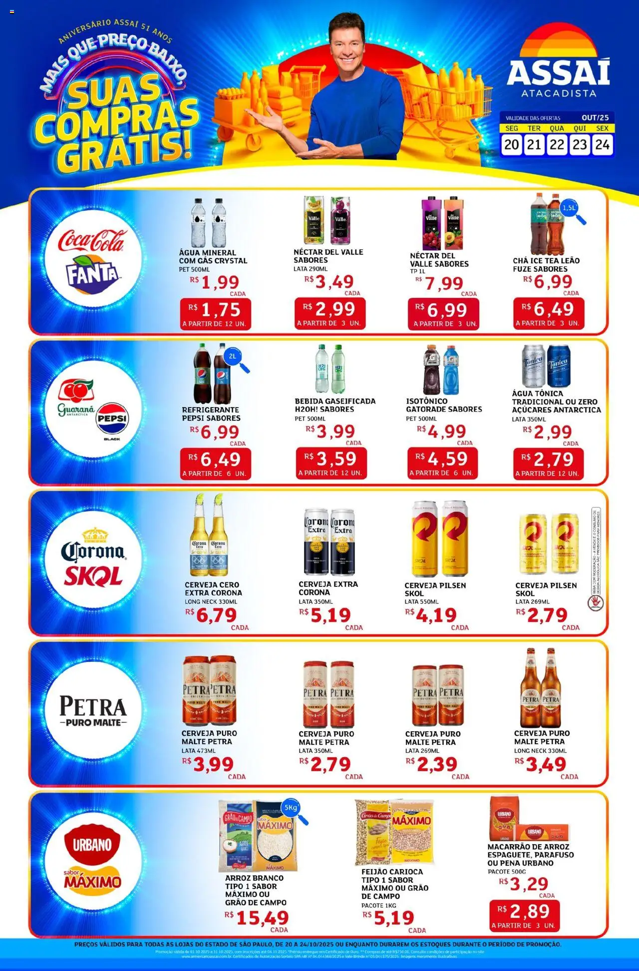 Assaí Atacadista Folheto - válido de 20.10.2025 | Página: 1 | Produtos: Guaraná, Fanta, Cerveja, Chá