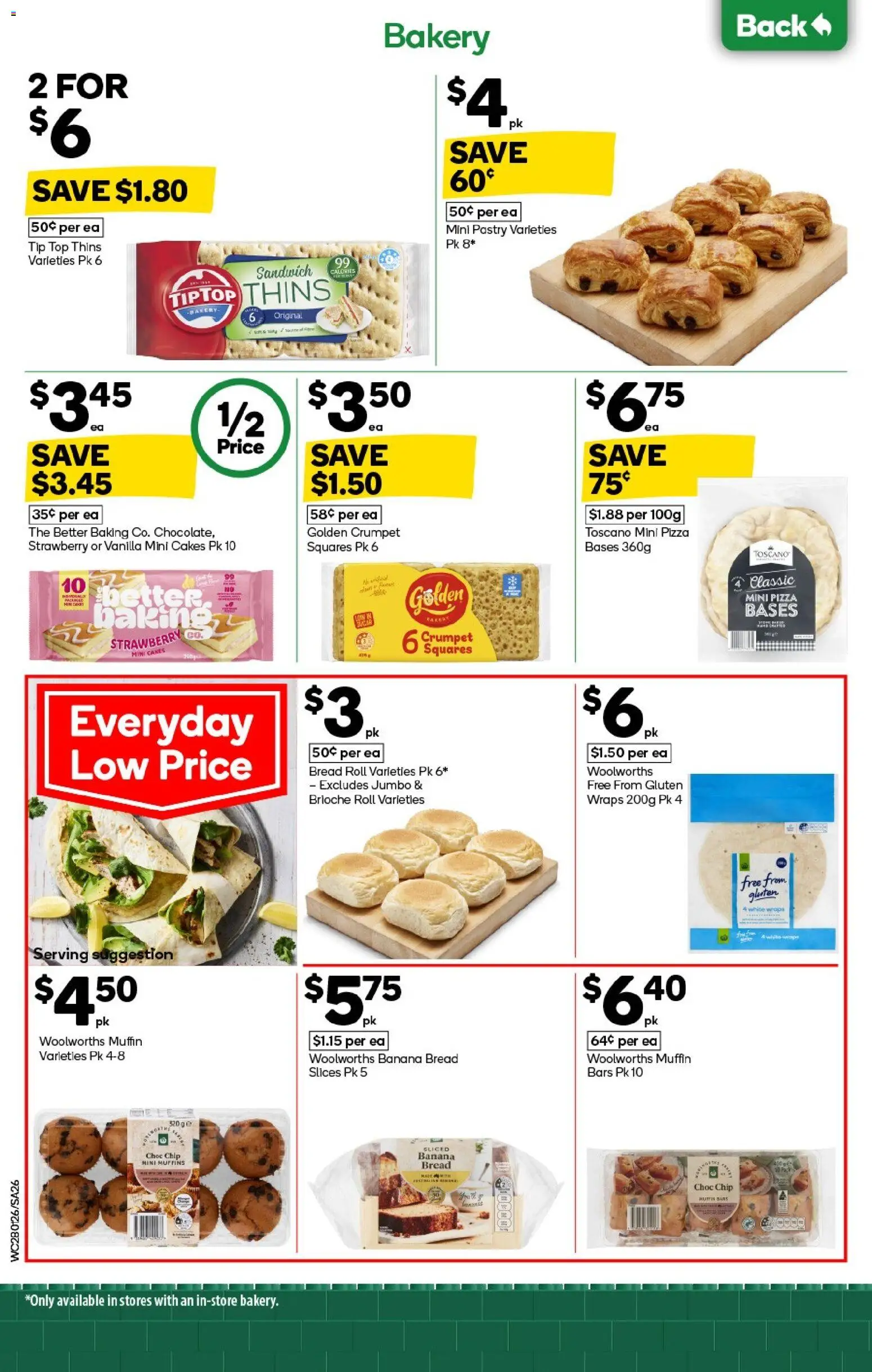 Woolworths catalogue - valid from 28.01.2026 | Page: 26 | Products: Pizza, Muffins, Pastry, Bakery