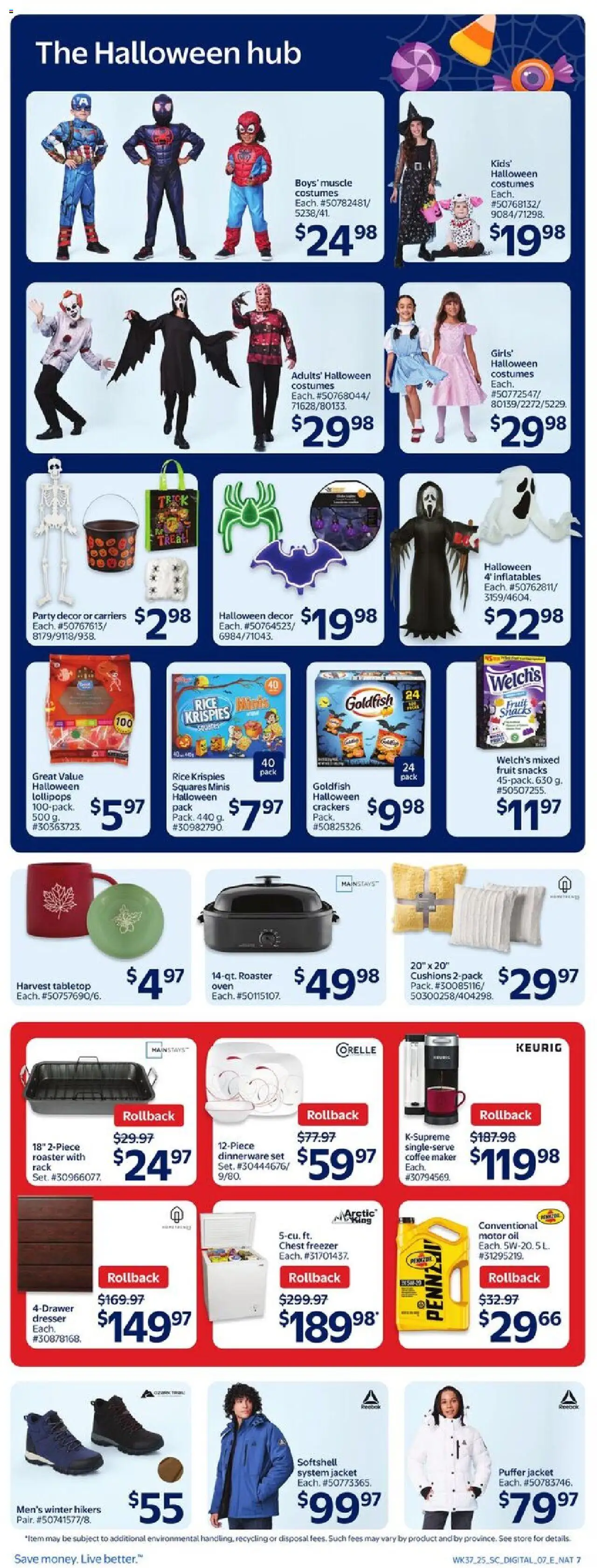 Walmart flyer valid from 09.10.2025 | Page: 14 | Products: Rice, Freezer, Coffee maker, Coffee