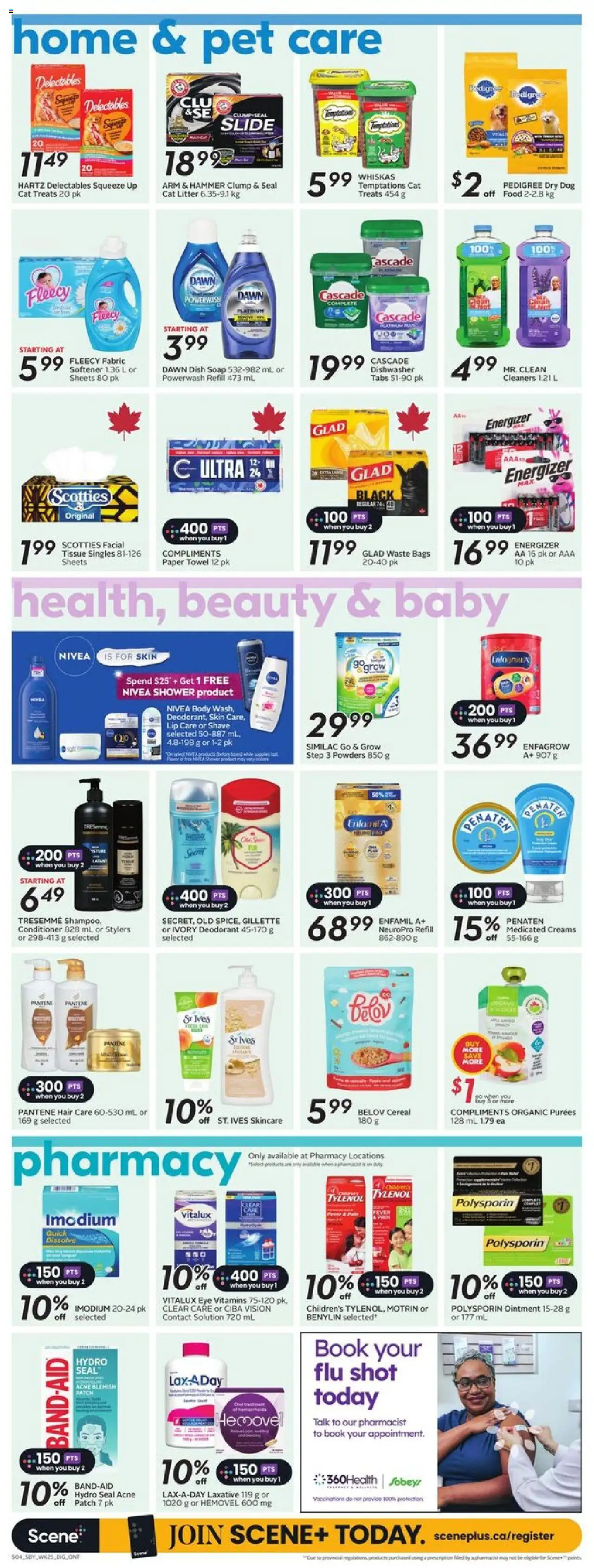 Sobeys flyer valid from 16.10.2025 | Page: 12 | Products: Dishwasher, Soap, Deodorant, Shower