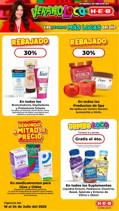 Nuevas ofertas de H-E-B válidas en toda la República Mexicana desde el 18.07.2025. ¡Encuentra las mejores ofertas en H-E-B folleto! | Página: 7 | Productos: Crema depiladora, Crema, Aceite, Depiladora