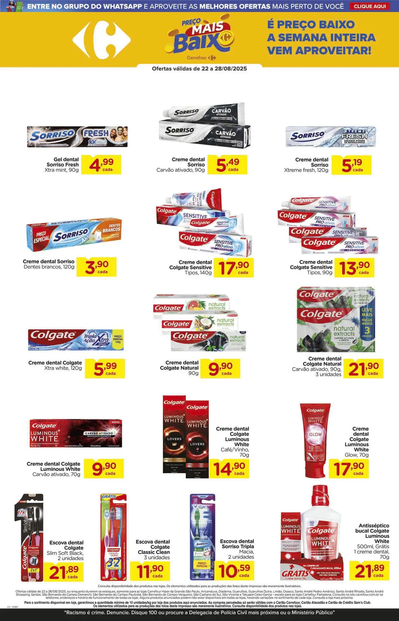 Carrefour Folheto - válido de 22.08.2025 | Página: 8 | Produtos: Cará, Escova, Baixo, Creme dental