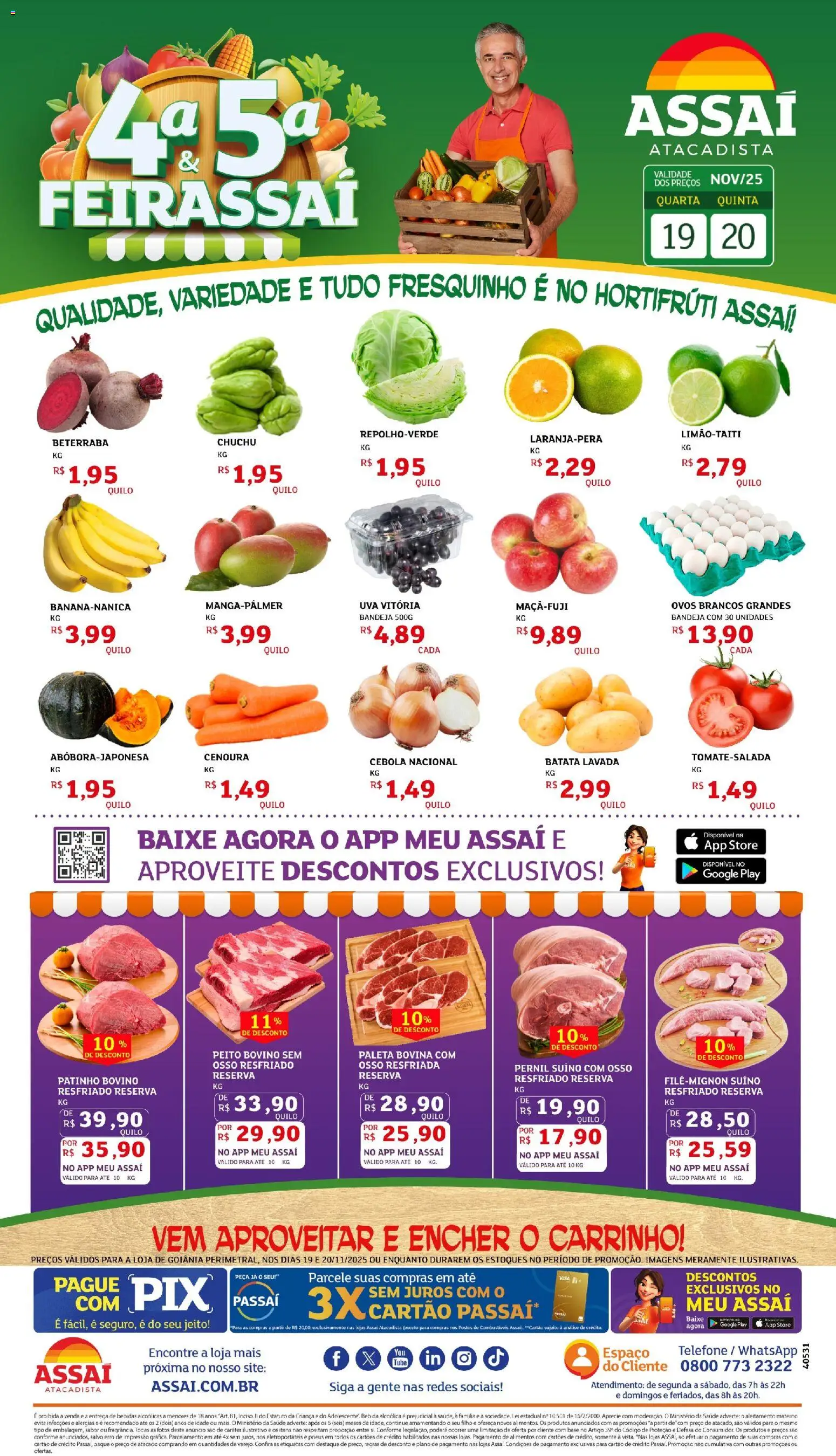 Assaí Atacadista Folheto - válido de 19.11.2025 | Página: 1 | Produtos: Cebola, Bebida, Batata, Telefone