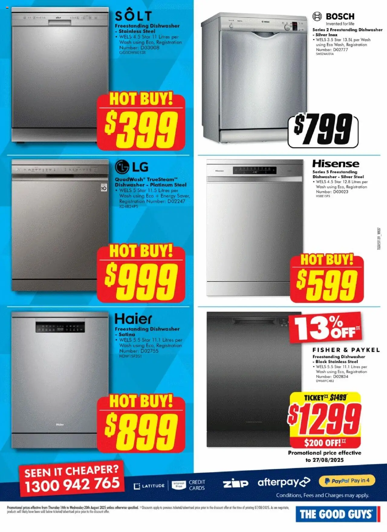 The Good Guys catalogue - valid from 13.08.2025 | Page: 7 | Products: Dishwasher