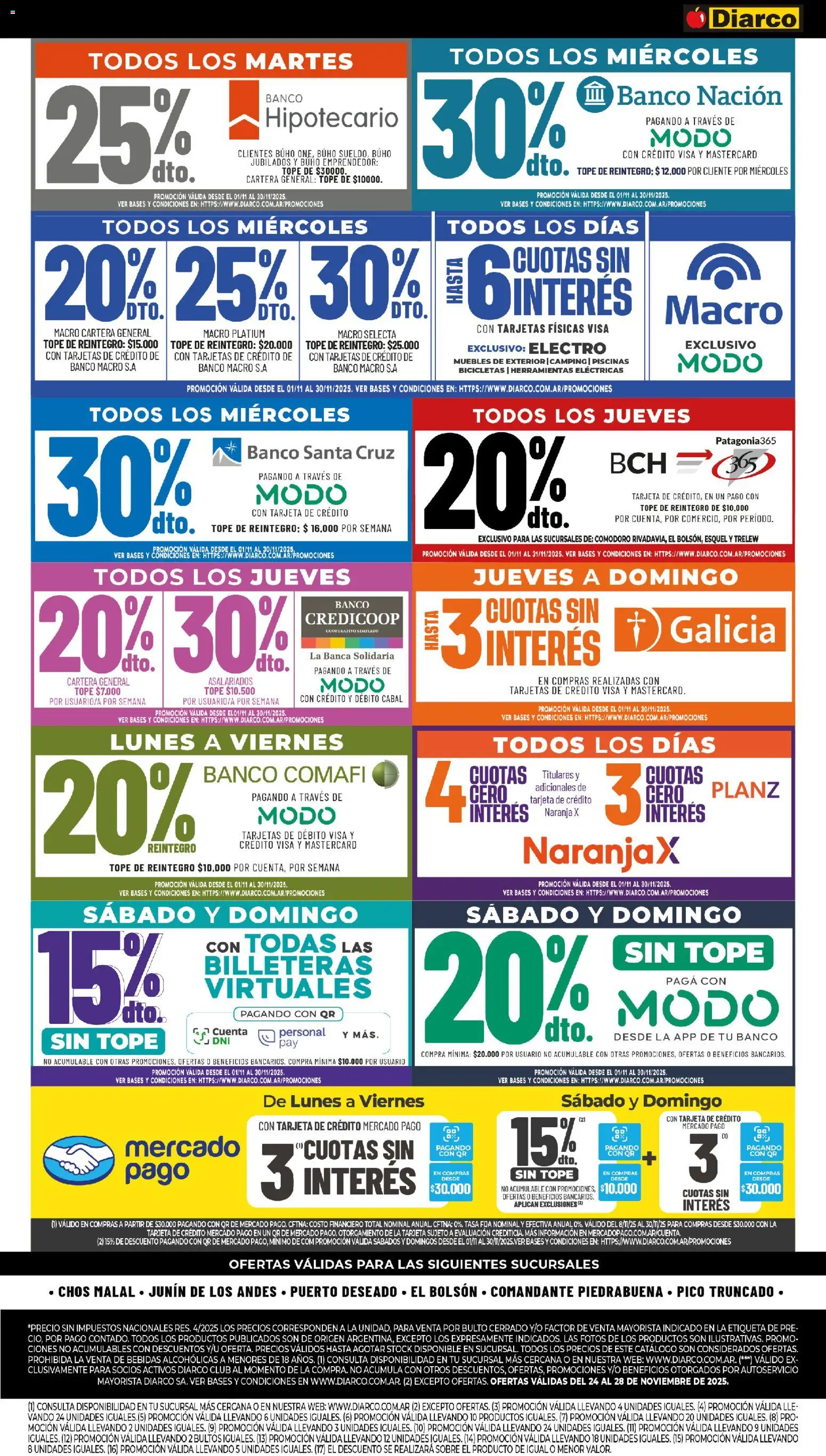 Diarco - Ofertas Pueblo Sur │ válido desde el 24.11.2025 | Página: 12 | Productos: Cartera, Banco, Sobre, General