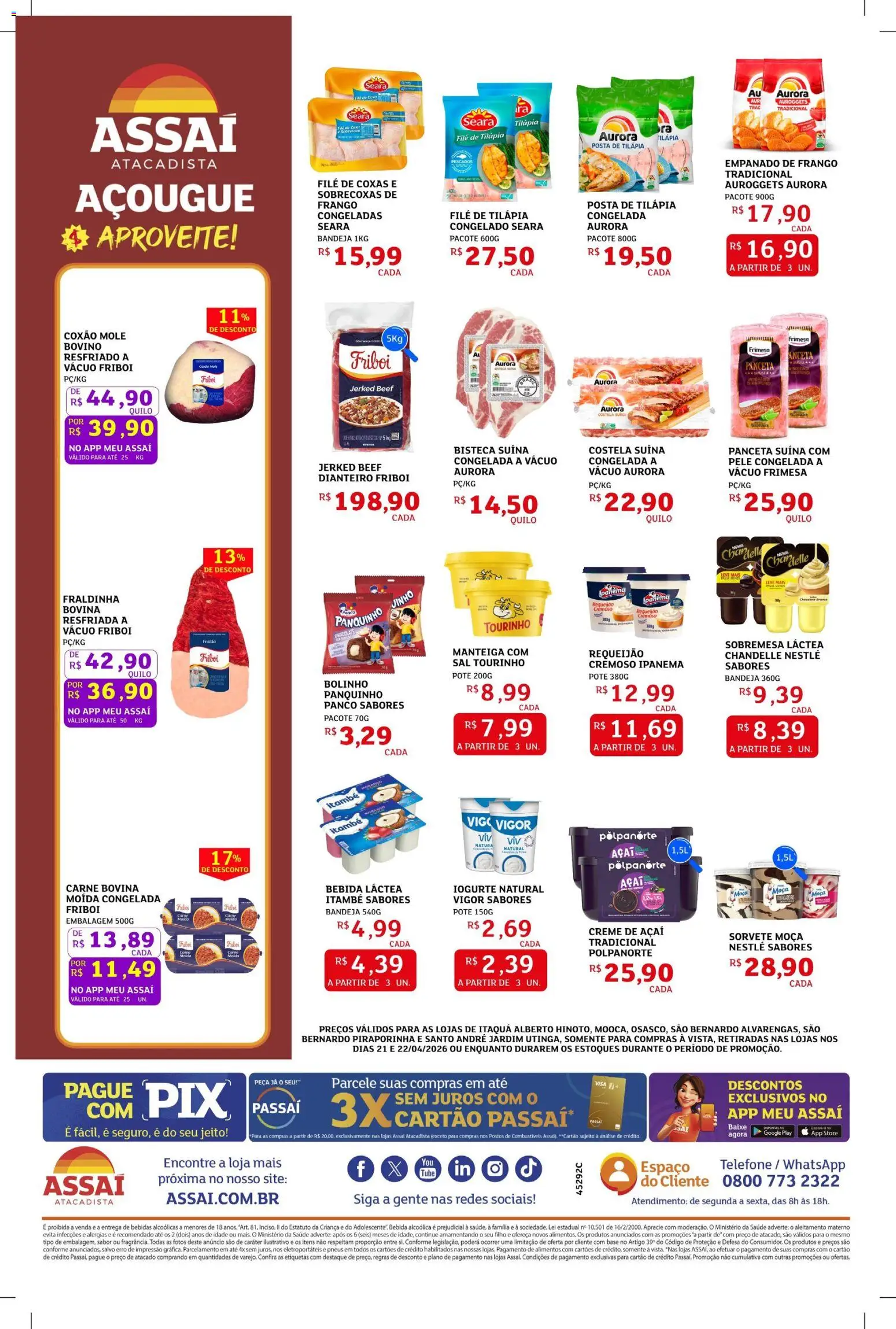 Assaí Atacadista Folheto - válido de 22.04.2026 | Página: 2 | Produtos: Manteiga, Sorvete, Frango, Requeijão