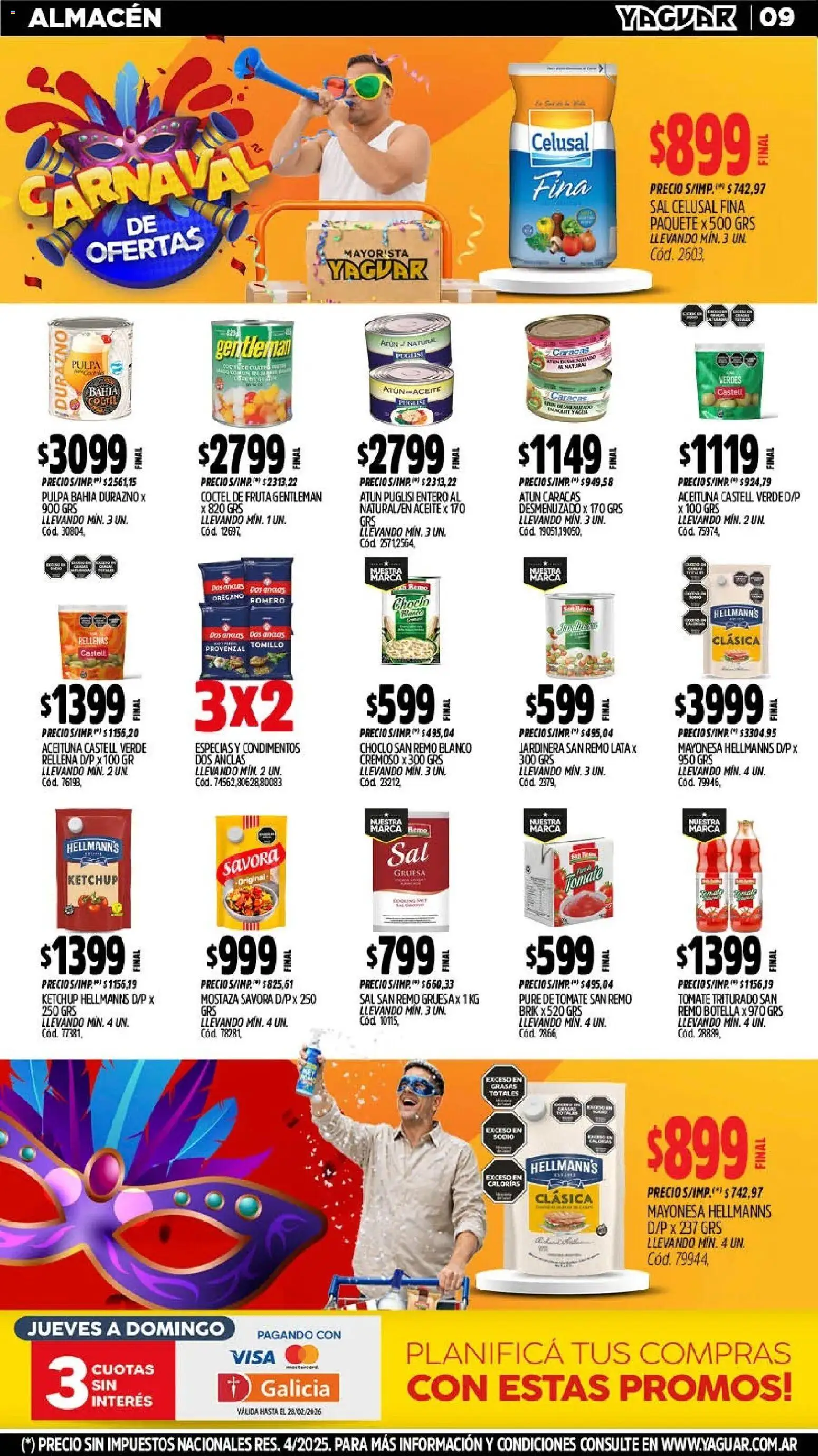 Yaguar - Oferta Semanal Córdoba │ válido desde el 09.02.2026 | Página: 9 | Productos: Choclo, Ketchup, Sal, Orégano