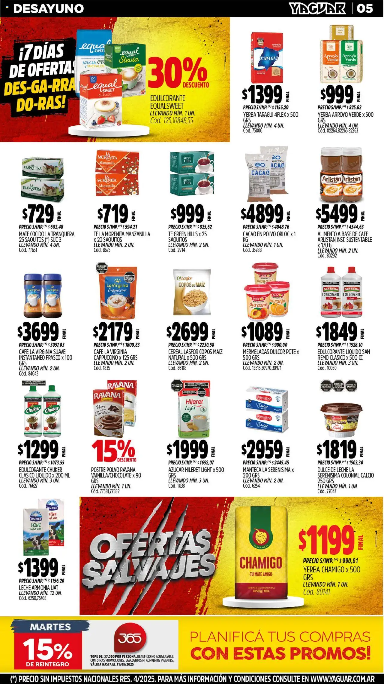 Yaguar - Salta │ válido desde el 04.08.2025 | Página: 5 | Productos: Azucar, Edulcorante, Maiz, Frasco