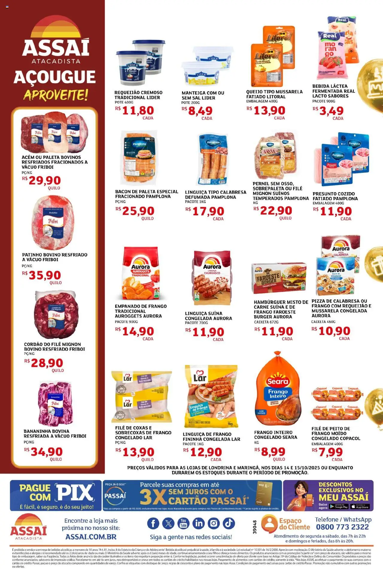 Assaí Atacadista Folheto - válido de 14.10.2025 | Página: 2 | Produtos: Frango moido, Linguiça, Pneus, Sal