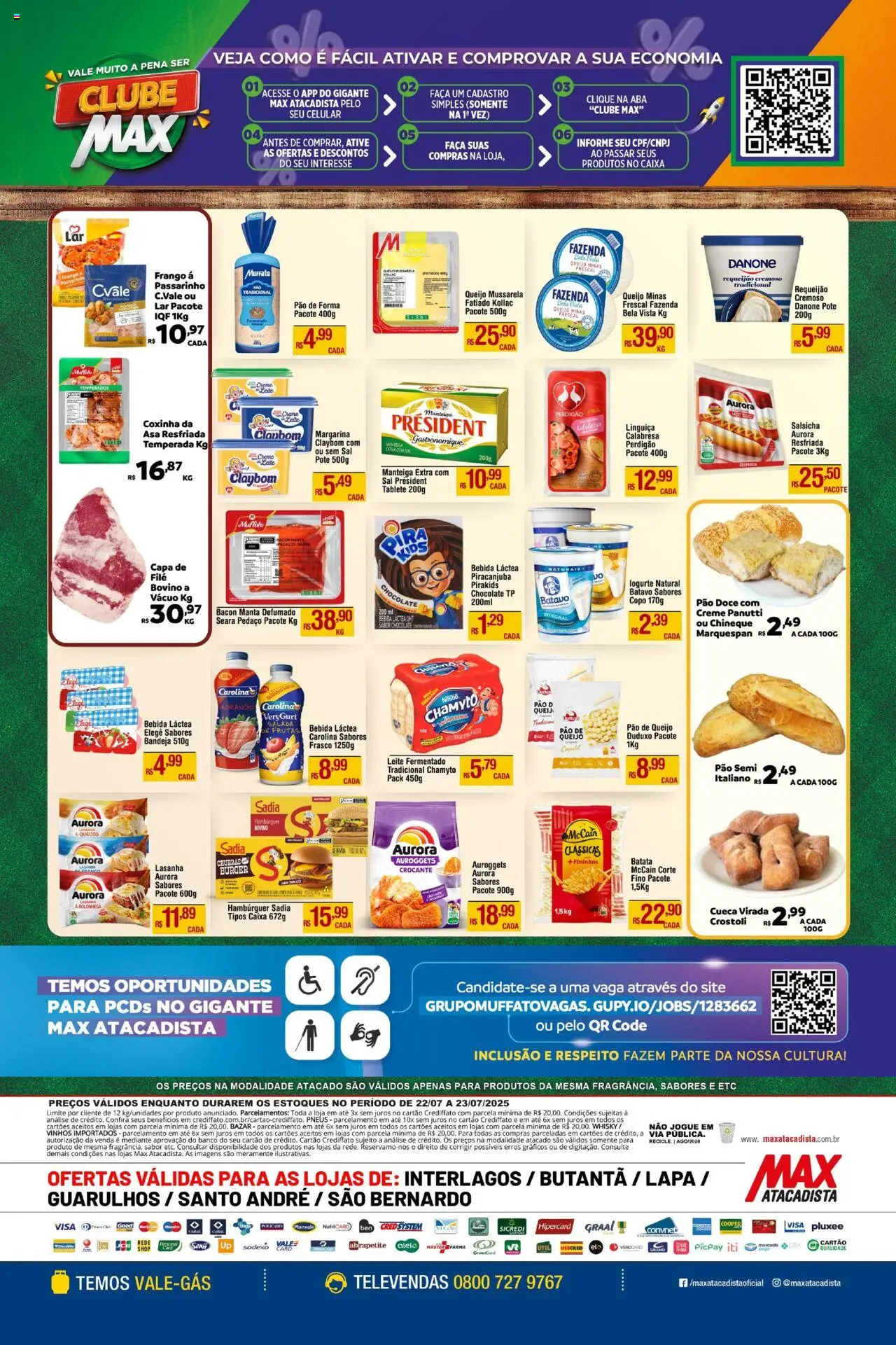 Max Atacadista Folheto - válido de 22.07.2025 | Página: 2 | Produtos: Salsicha, Salada, Mussarela, Pão de queijo