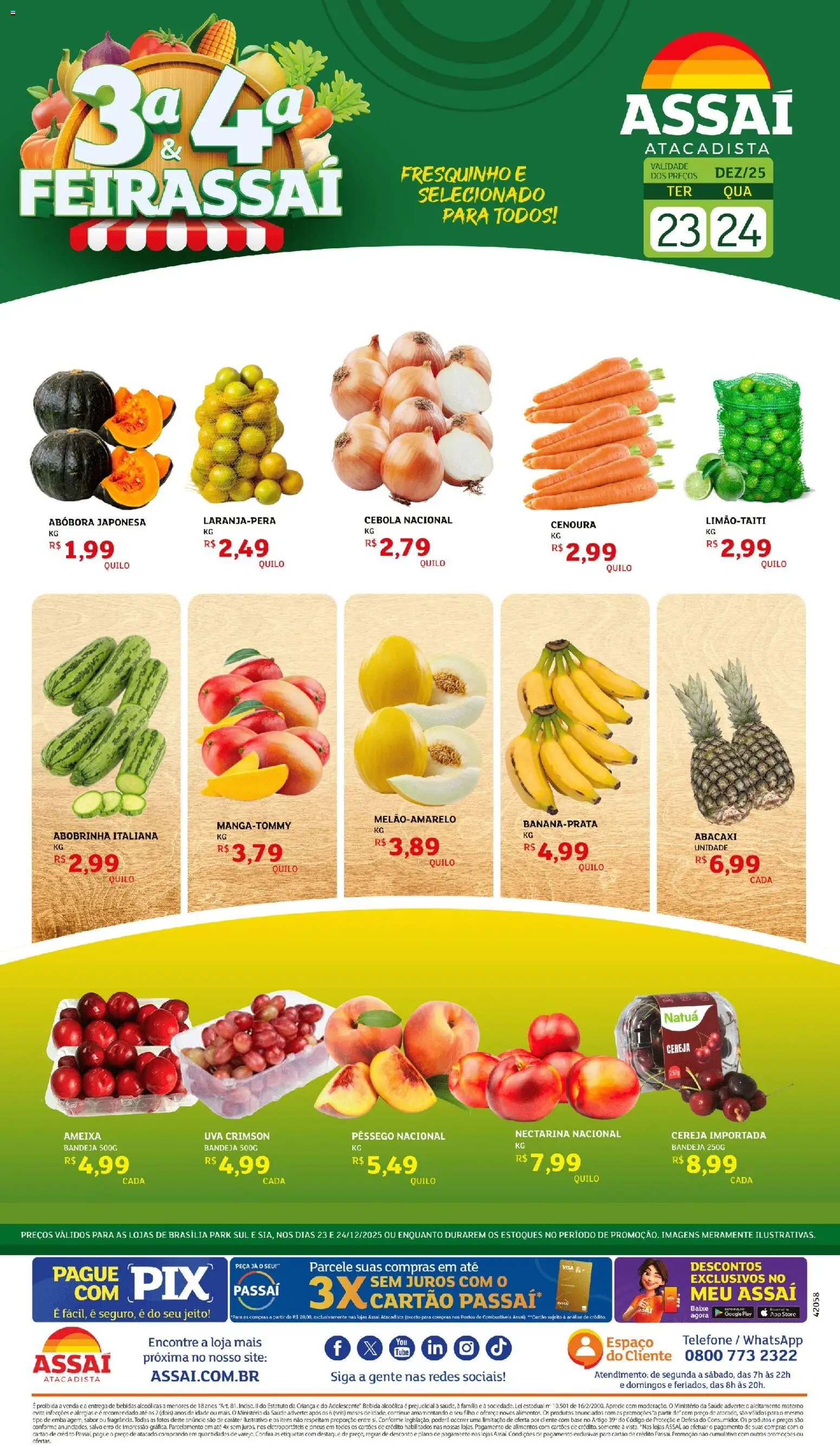 Assaí Atacadista Folheto - válido de 23.12.2025 | Página: 1 | Produtos: Abacaxi, Cenoura, Bebida, Ameixa