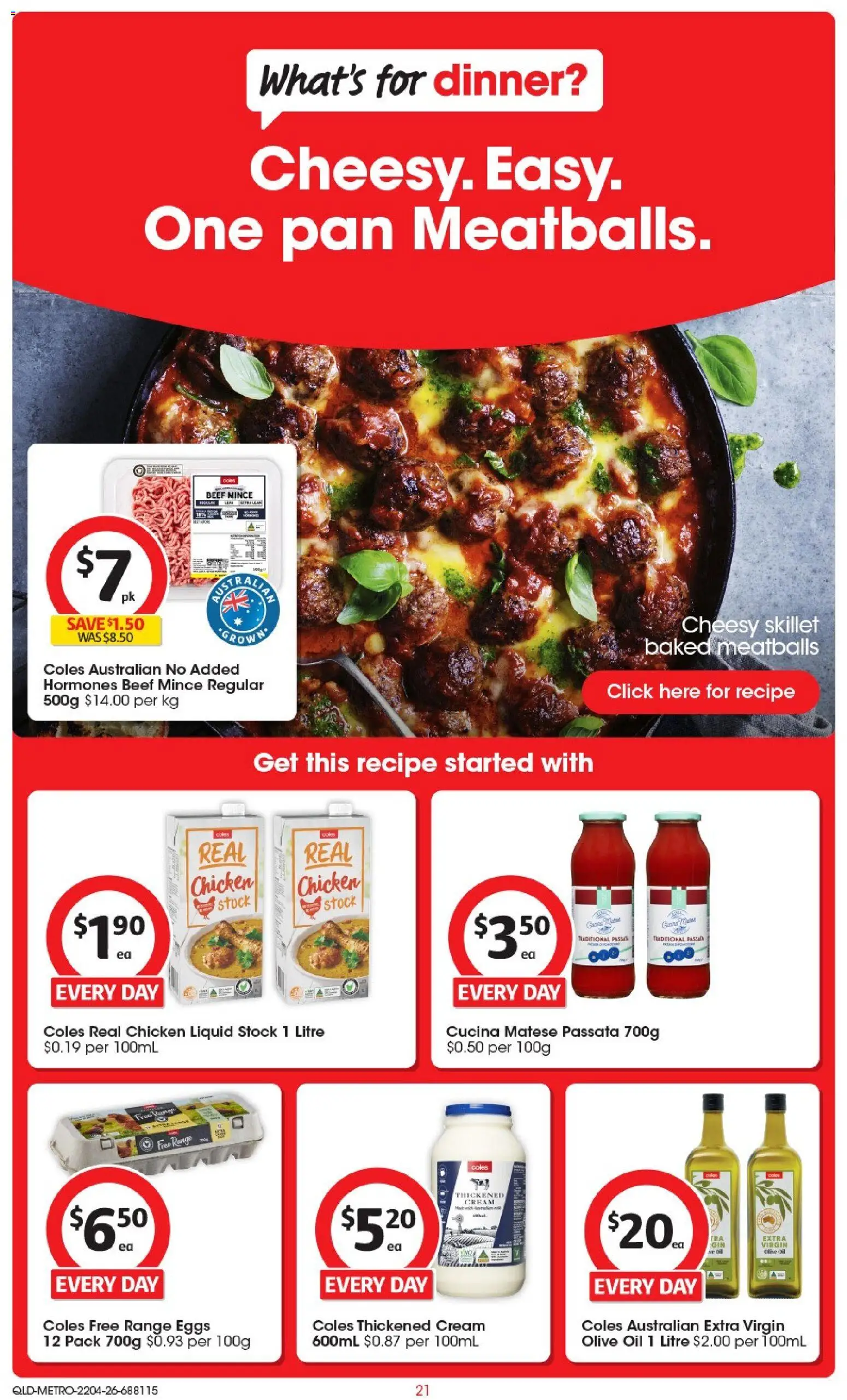 Coles catalogue - valid from 22.04.2026 | Page: 21 | Products: Eggs, Oil, Olive oil, Cream
