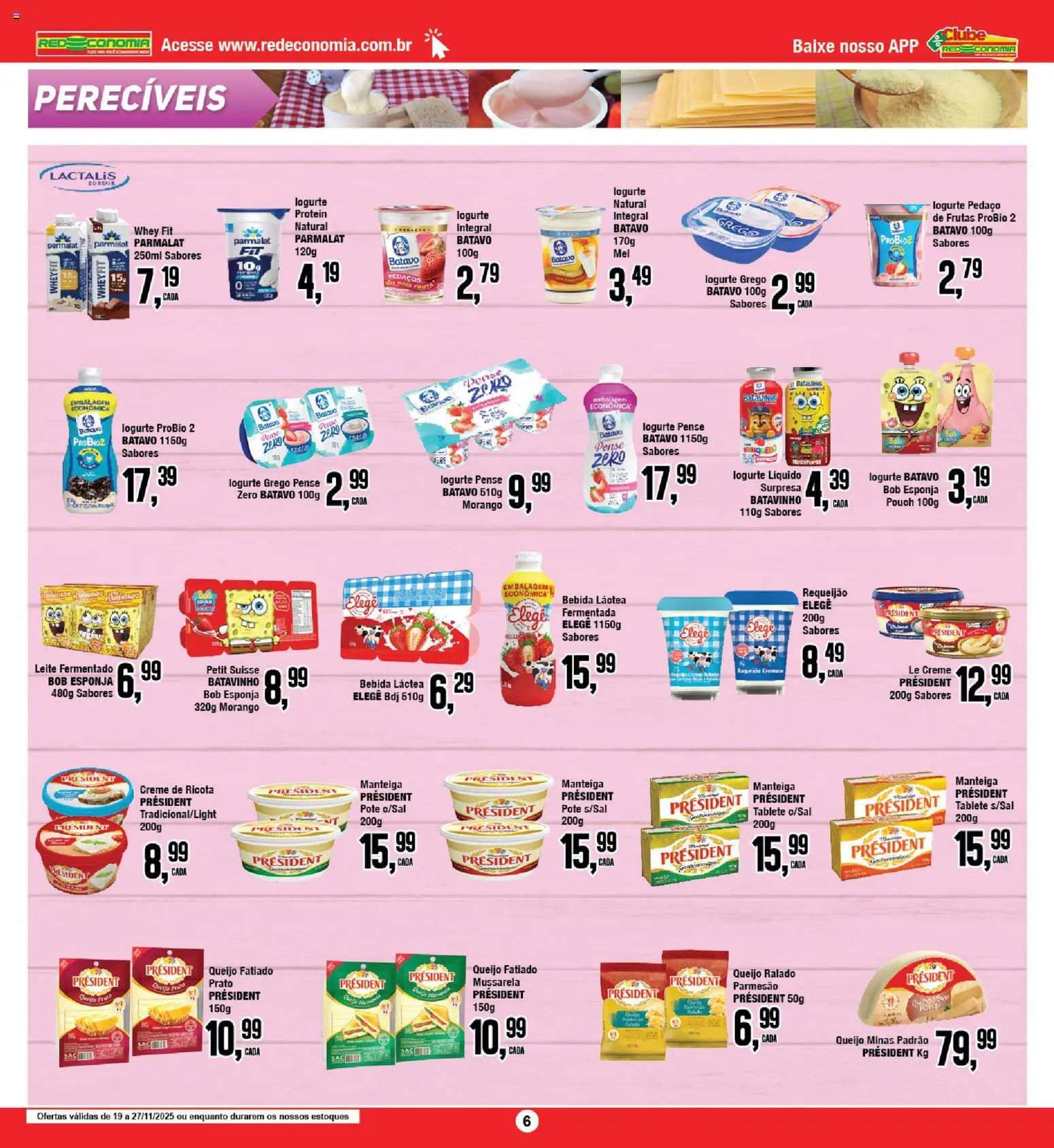 RedEconomia Folheto - válido de 19.11.2025 | Página: 6 | Produtos: Leite, Queijo, Queijo ralado, Creme