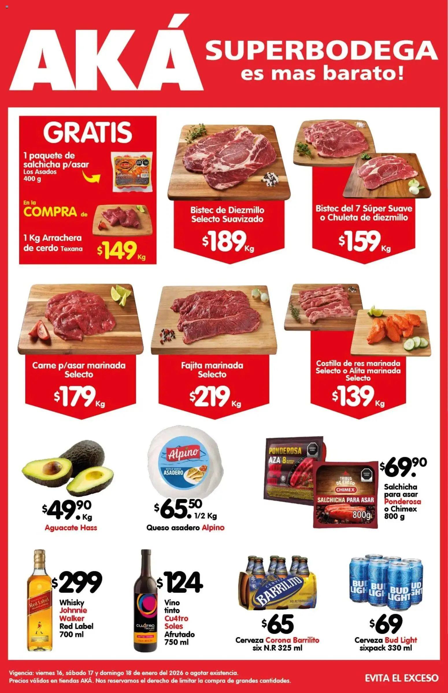 Nuevas ofertas de Arteli válidas en toda la República Mexicana desde el 16.01.2026. ¡Encuentra las mejores ofertas en Arteli folleto Carnita Asada Aká Superbodegas! | Página: 1 | Productos: Queso, Aguacate, Res, Whisky