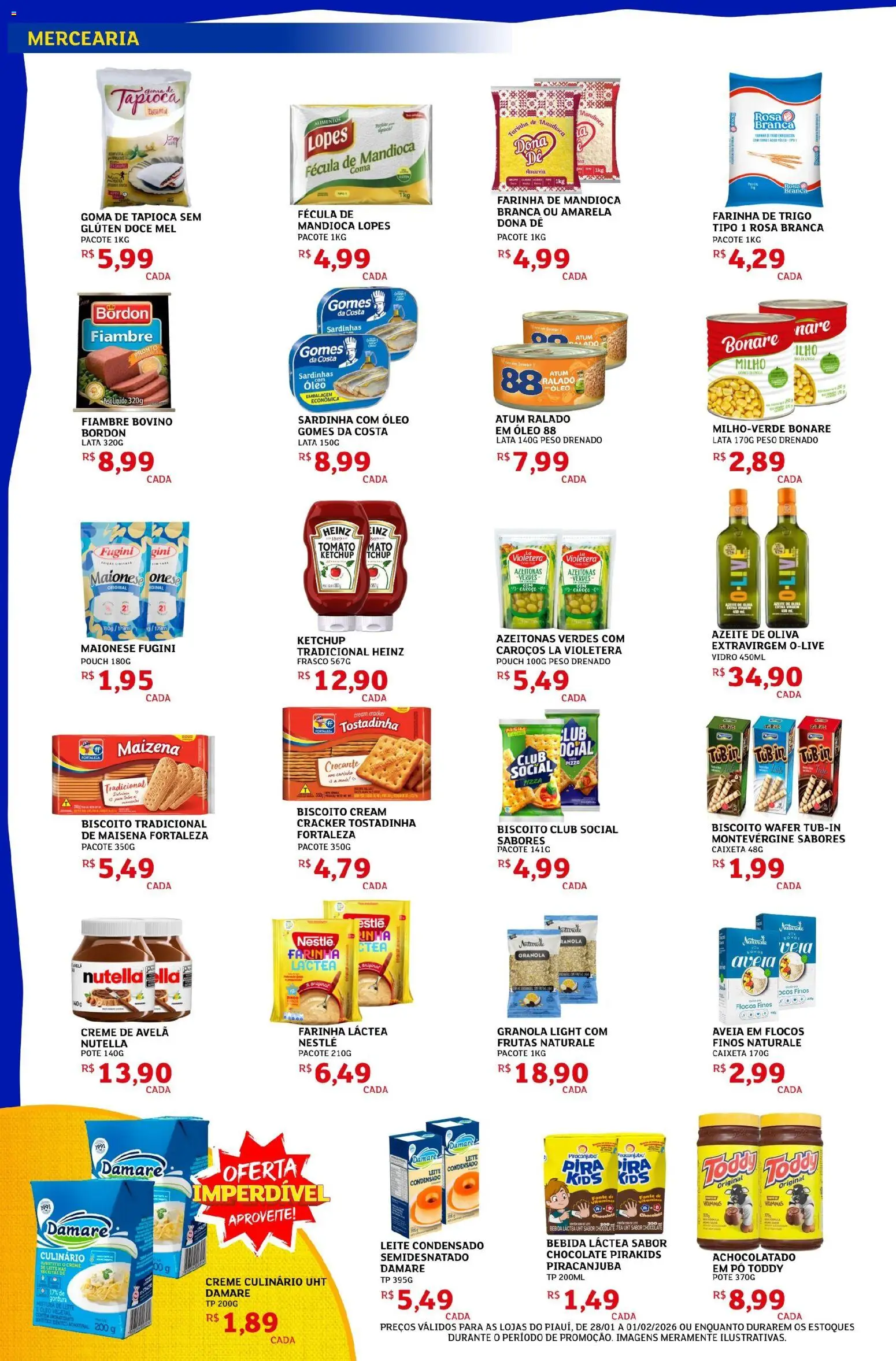 Assaí Atacadista Folheto - válido de 28.01.2026 | Página: 2 | Produtos: Farinha de mandioca, Farinha láctea, Leite, Pizza