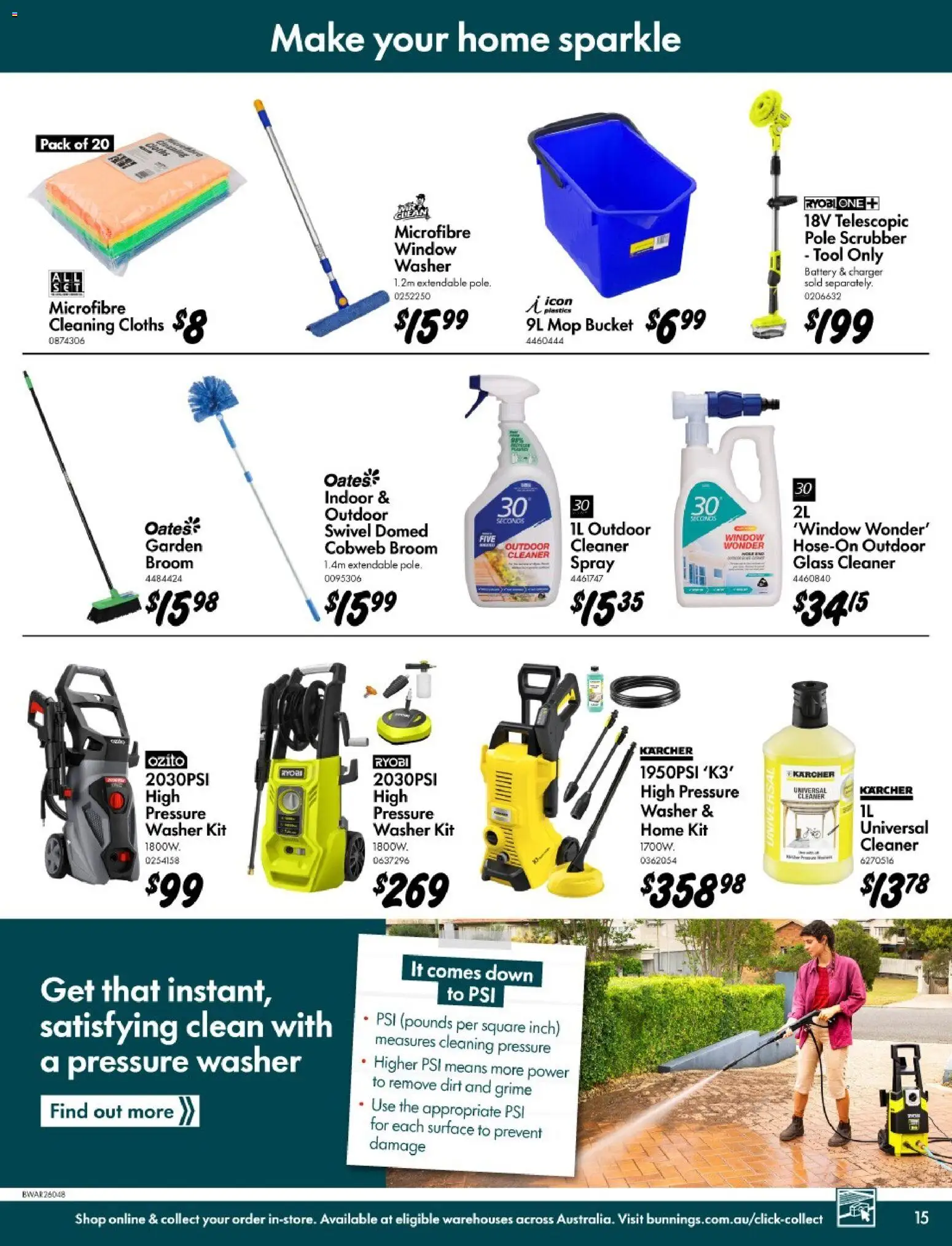 Bunnings Warehouse catalogue - valid from 11.03.2026 | Page: 15 | Products: Cleaner, Window, Cleaning cloths, Broom