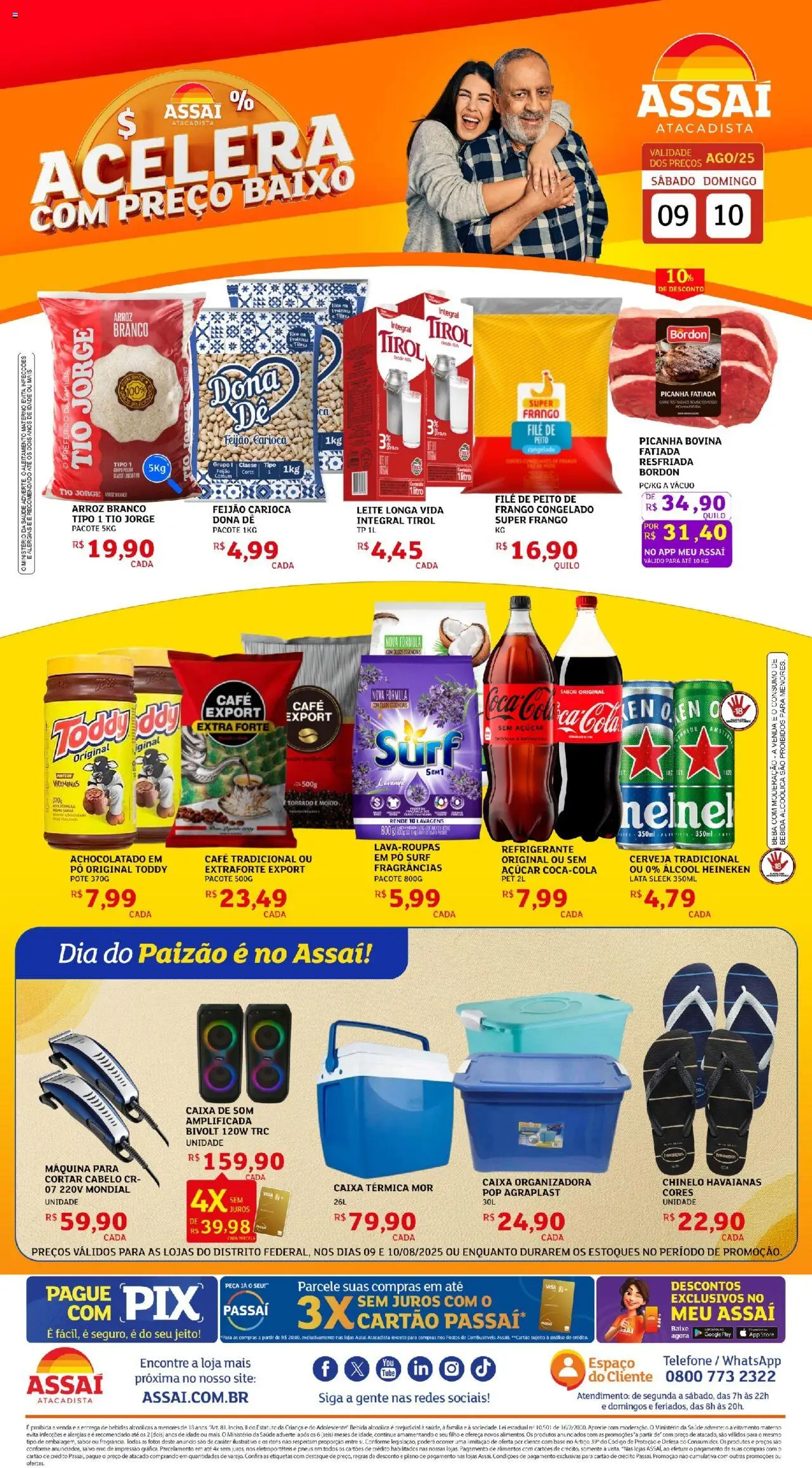 Assaí Atacadista Folheto - válido de 09.08.2025 | Página: 1 | Produtos: Café, Arroz, Base, Bebida