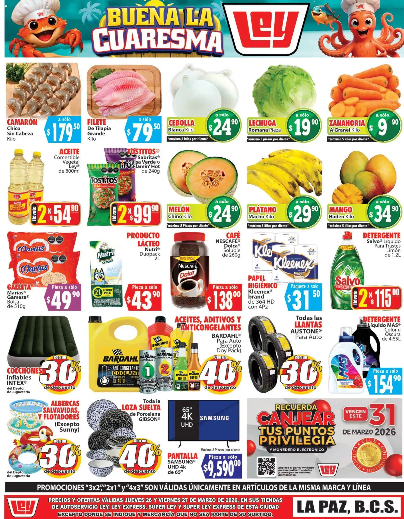 Nuevas ofertas de Casa Ley válidas en toda la República Mexicana desde el 26.03.2026. ¡Encuentra las mejores ofertas en Casa Ley folleto Autoservicio! | Página: 1 | Productos: Cebolla, Melón, Bolsa, Lechuga