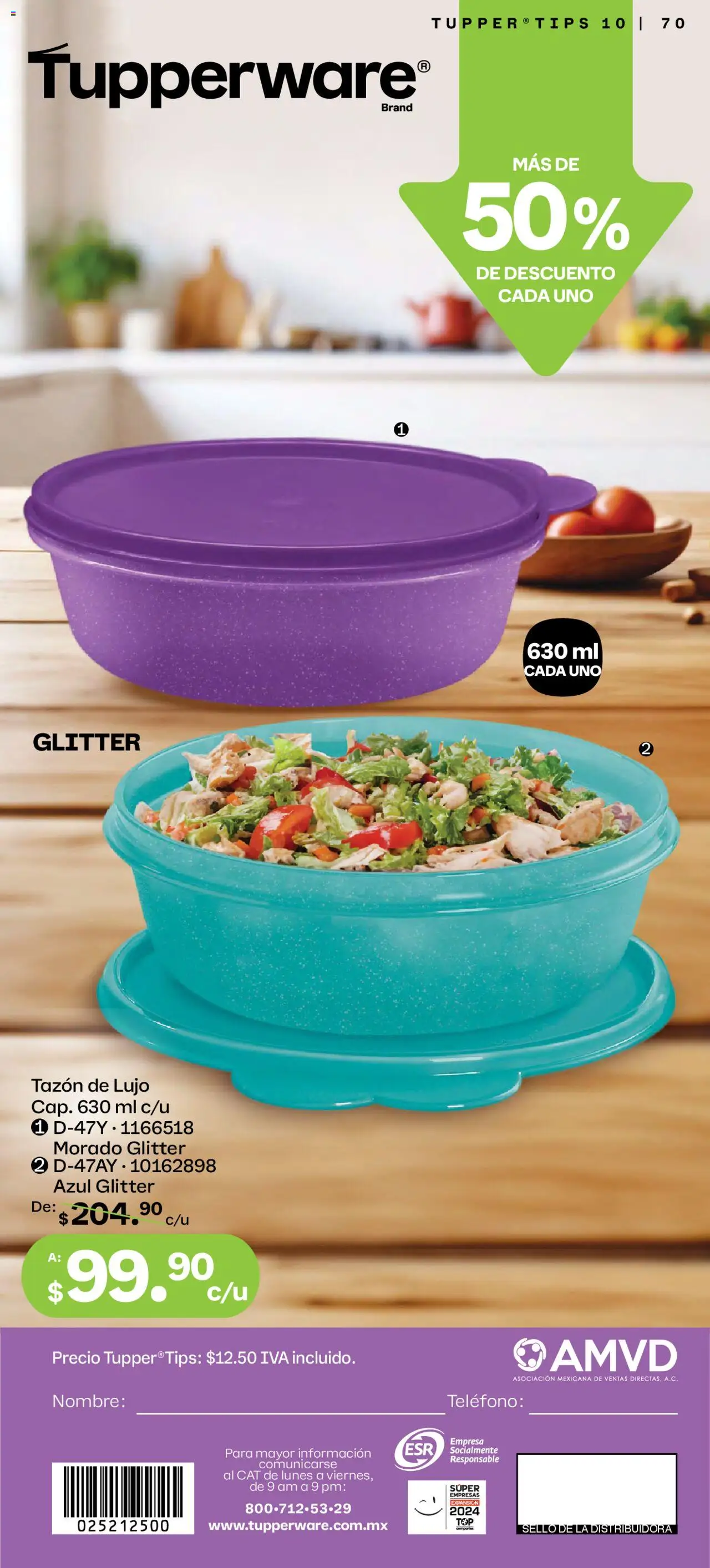 Nuevas ofertas de Tupperware válidas en toda la República Mexicana desde el 08.09.2025. ¡Encuentra las mejores ofertas en Tupperware - Catálogo! | Página: 70 | Productos: Glitter, Tupper, Teléfono